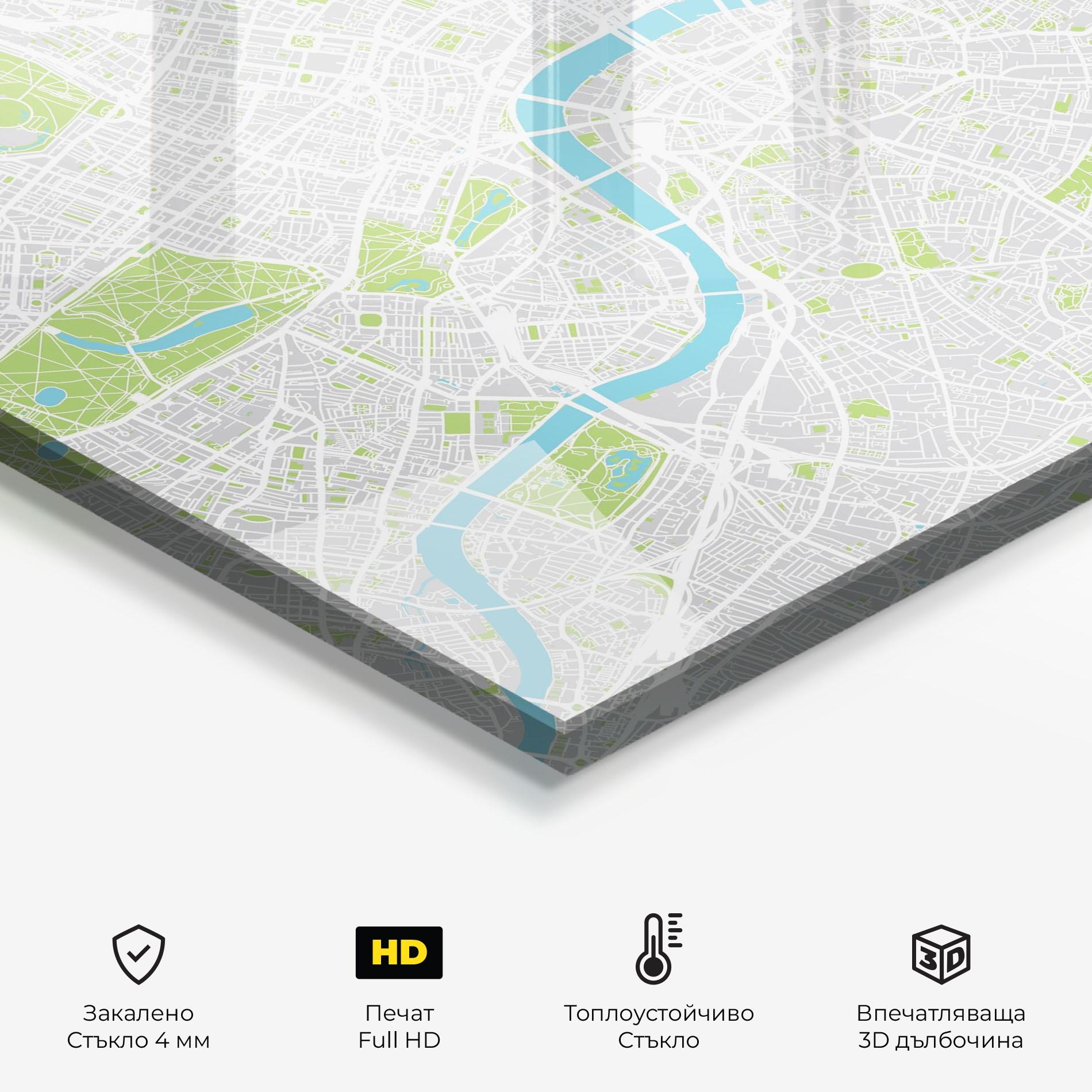 Стъклен панел за кухня City Color Map mockup 2