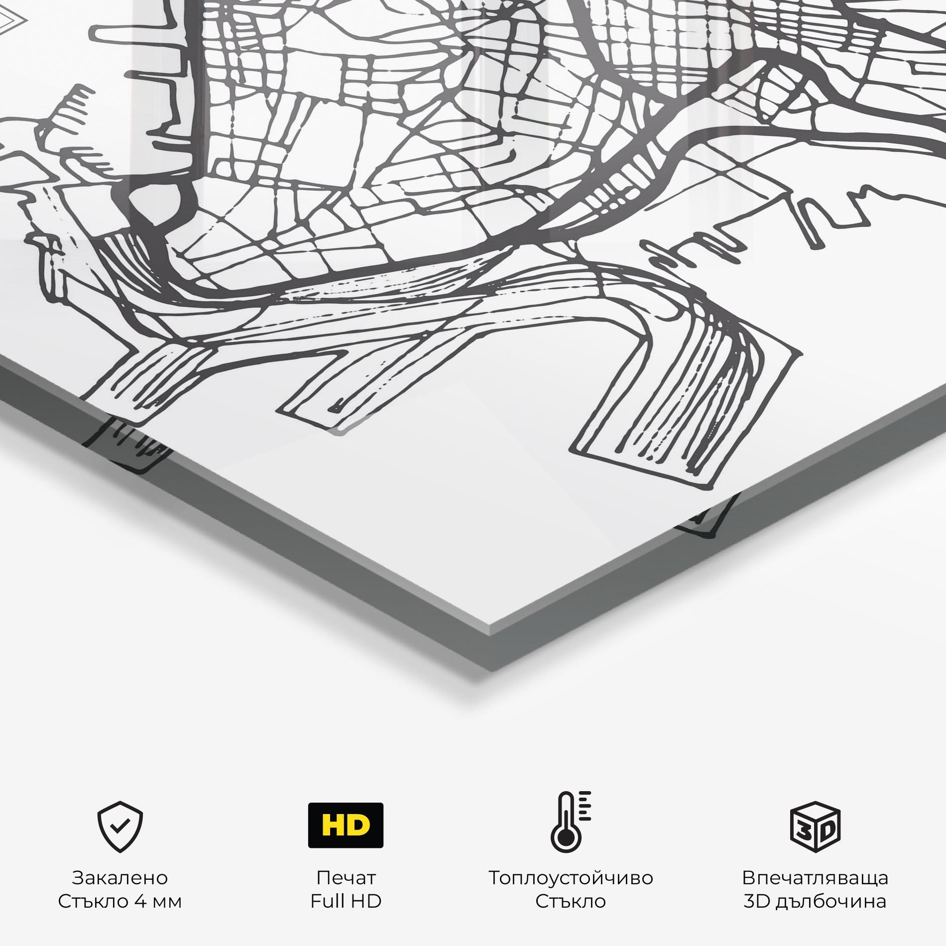 Стъклен панел за кухня Trieste Map mockup 2