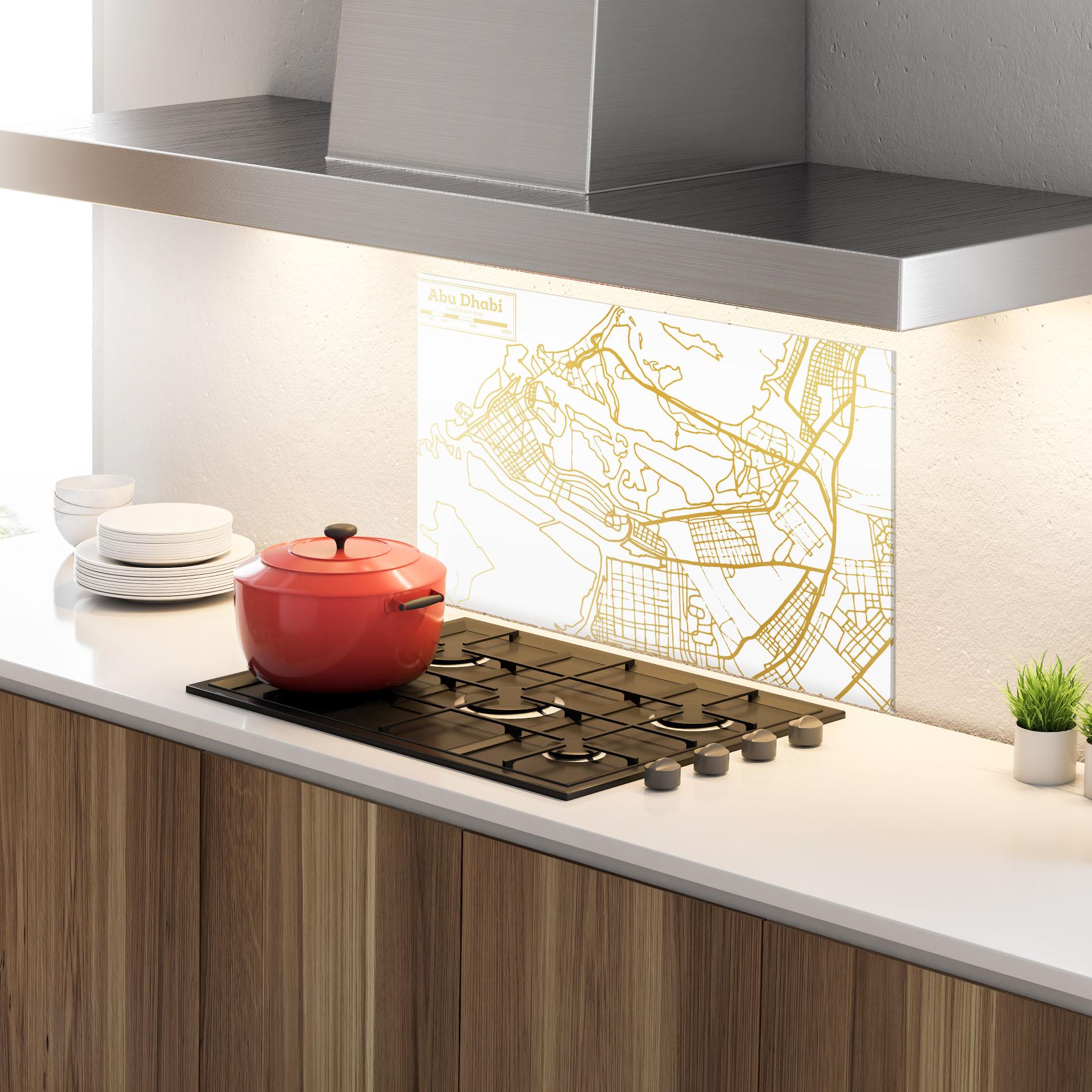 Стъклен панел за кухня Abu Dhabi Map mockup 4