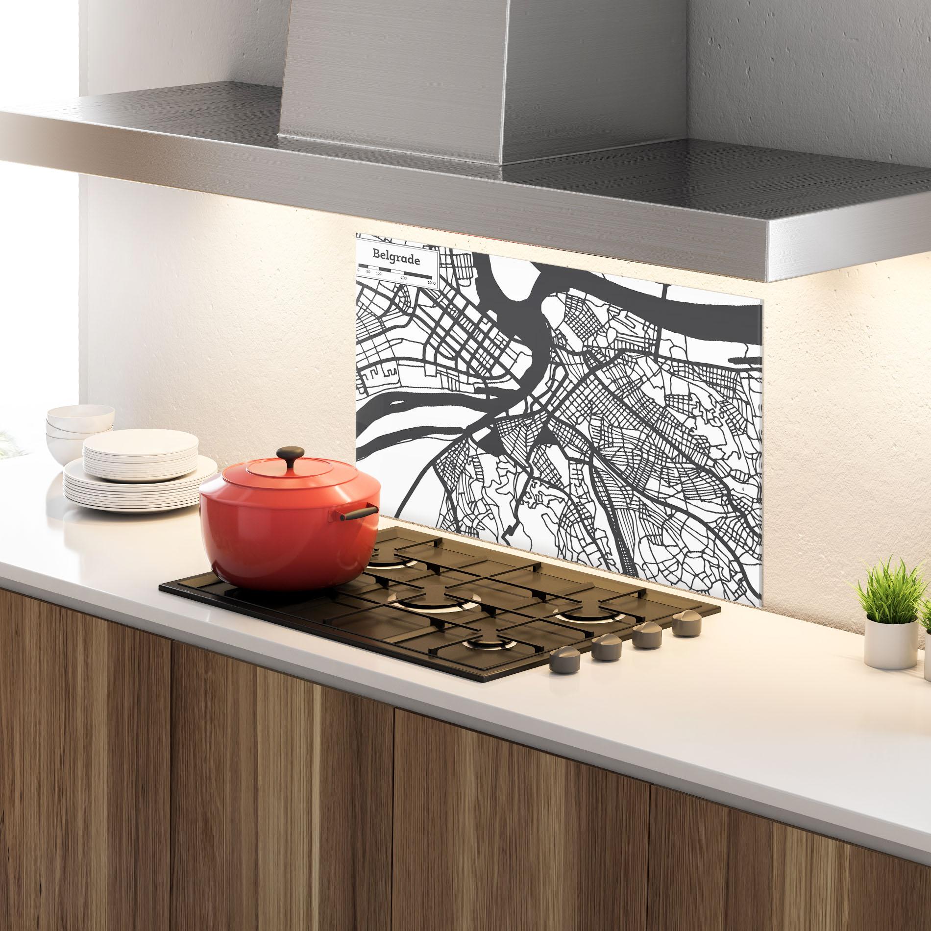Стъклен панел за кухня Belgrade Map mockup 4