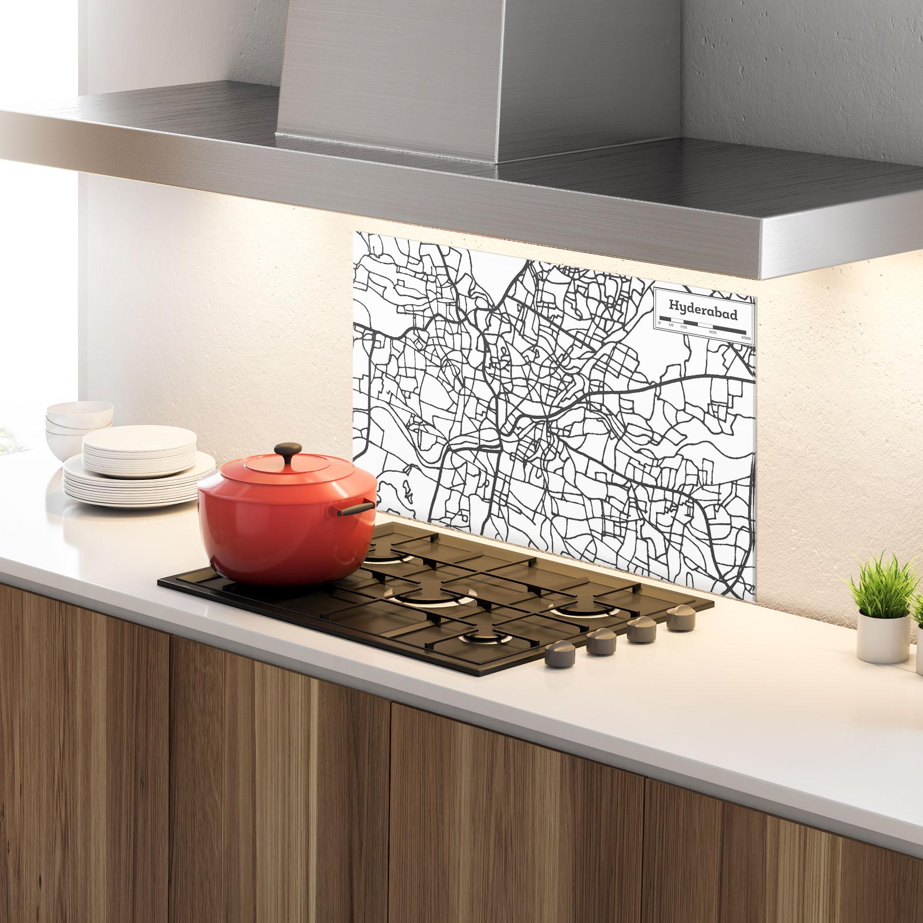 Стъклен панел за кухня Hyderabad Map mockup 4