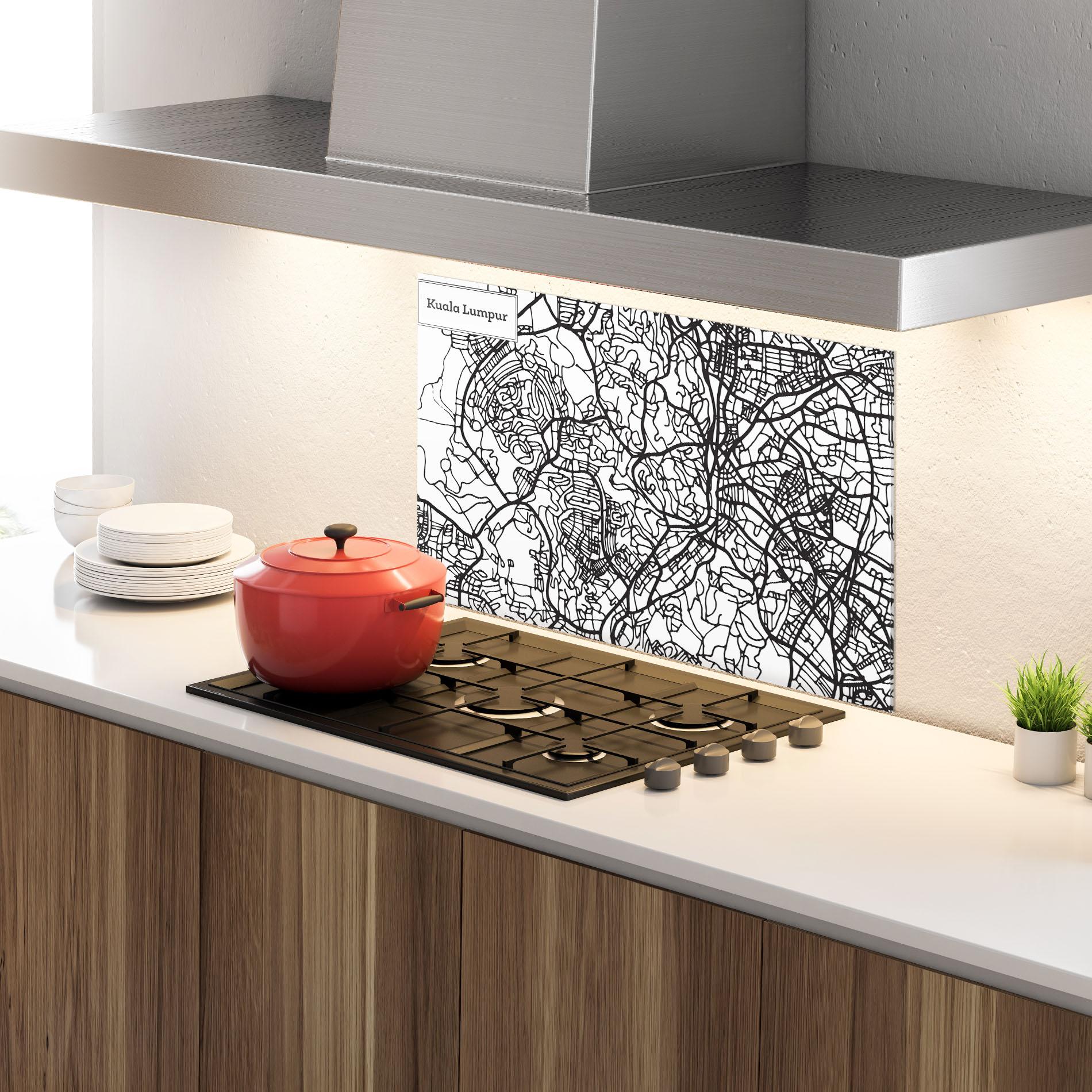 Стъклен панел за кухня Kuala Lumpur Map mockup 4