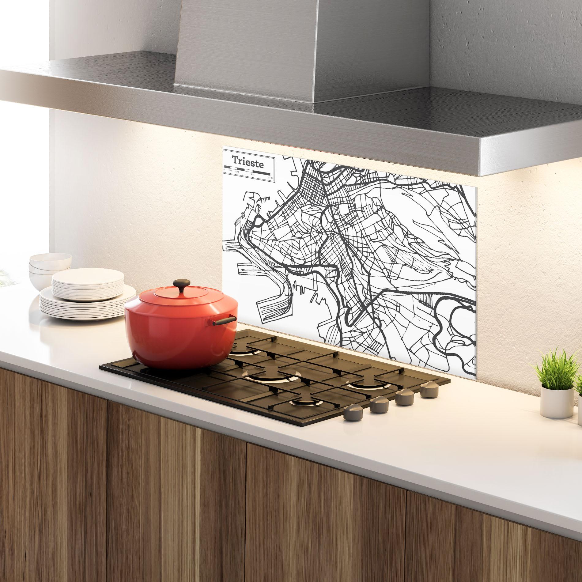 Стъклен панел за кухня Trieste Map mockup 4