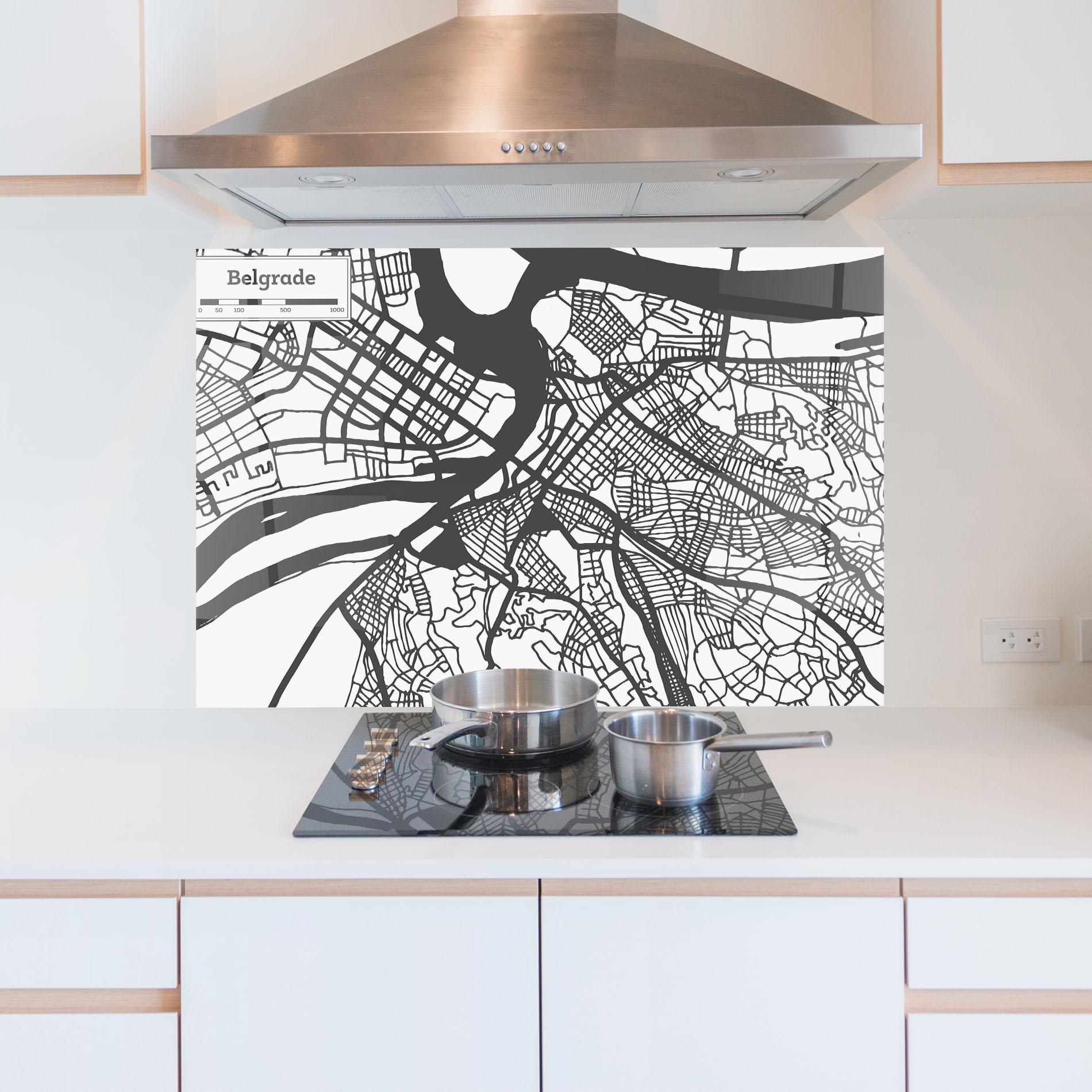 Стъклен панел за кухня Belgrade Map mockup 5