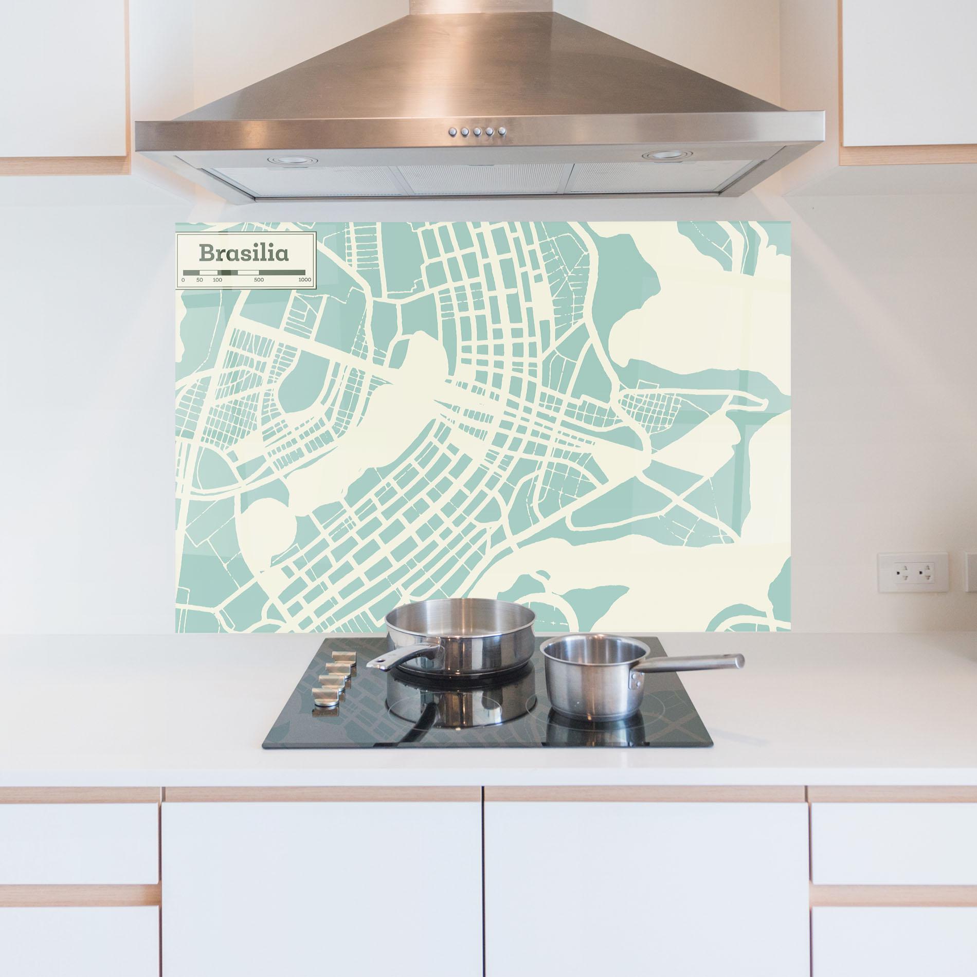 Стъклен панел за кухня Brasilia Map mockup 5