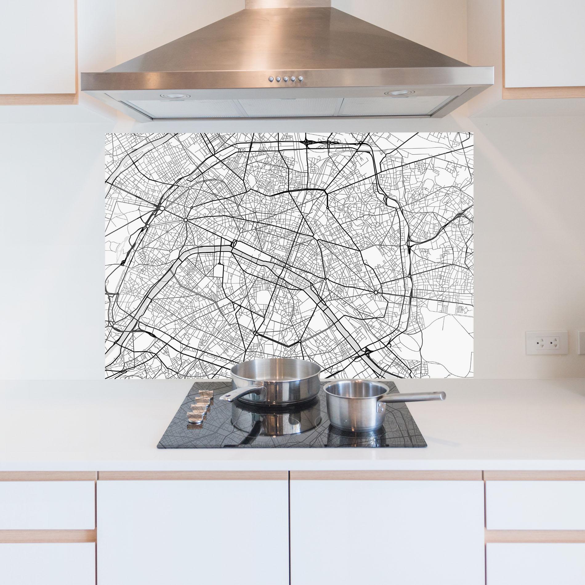 Стъклен панел за кухня City Black Line mockup 5