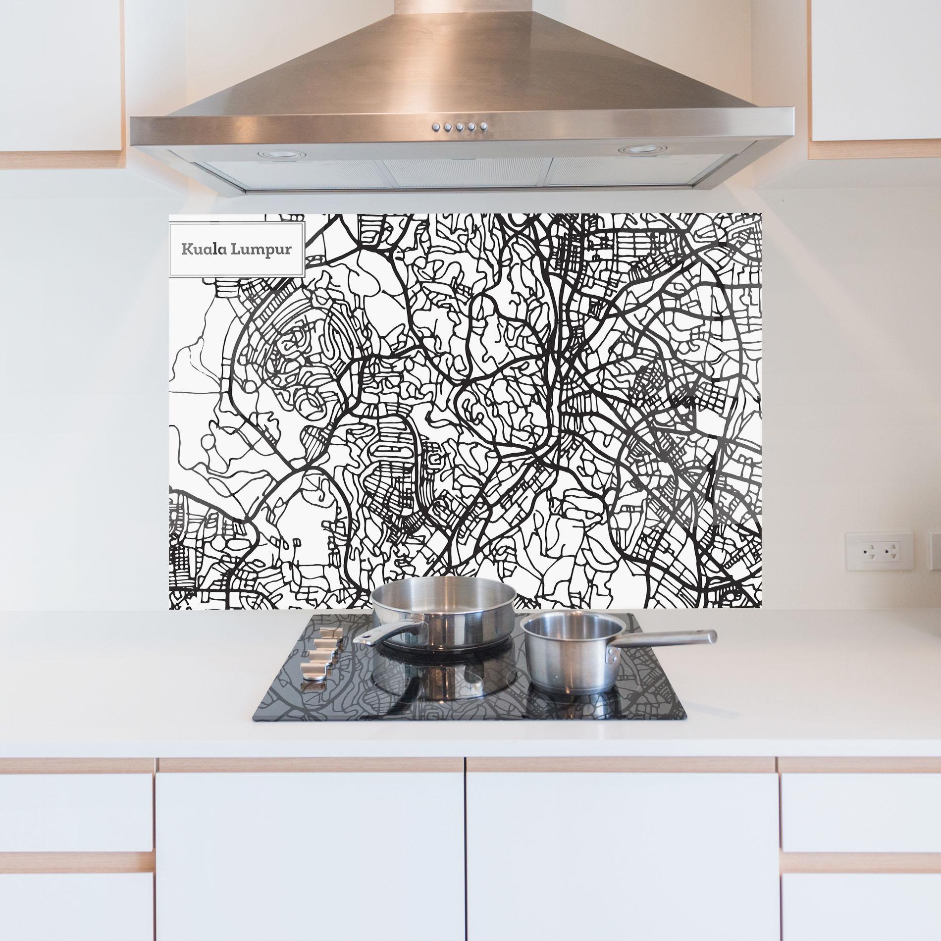 Стъклен панел за кухня Kuala Lumpur Map mockup 5