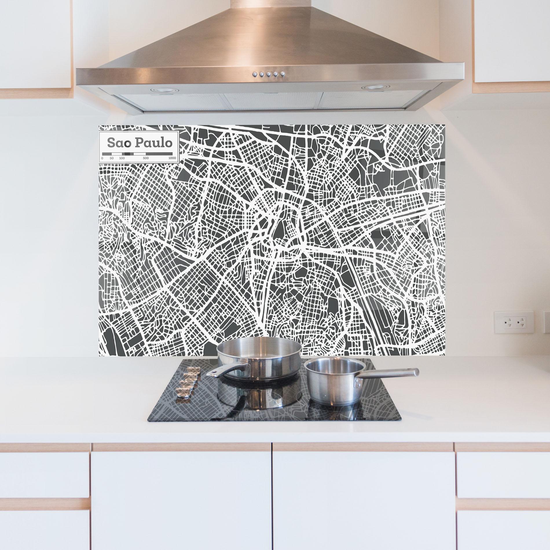 Стъклен панел за кухня Sao Paulo Map mockup 5