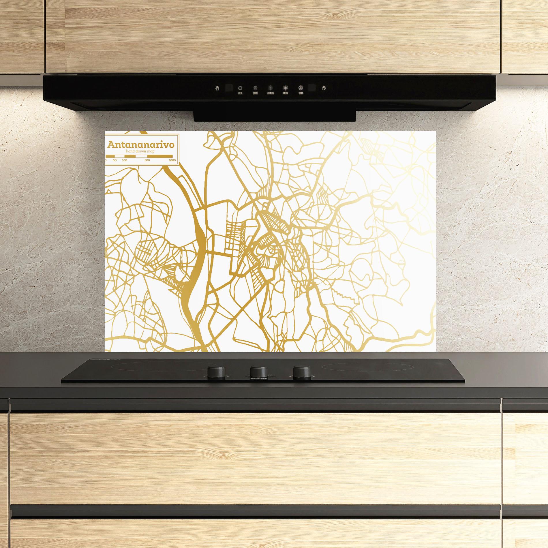 Стъклен панел за кухня Antananarivo Map mockup 3