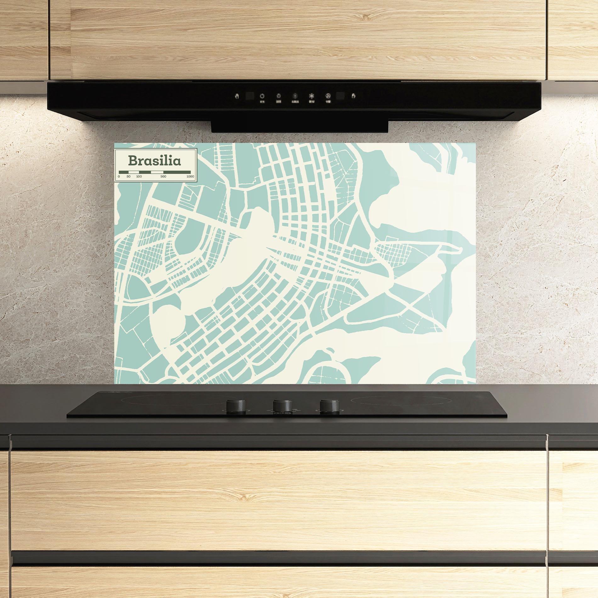 Стъклен панел за кухня Brasilia Map mockup 3