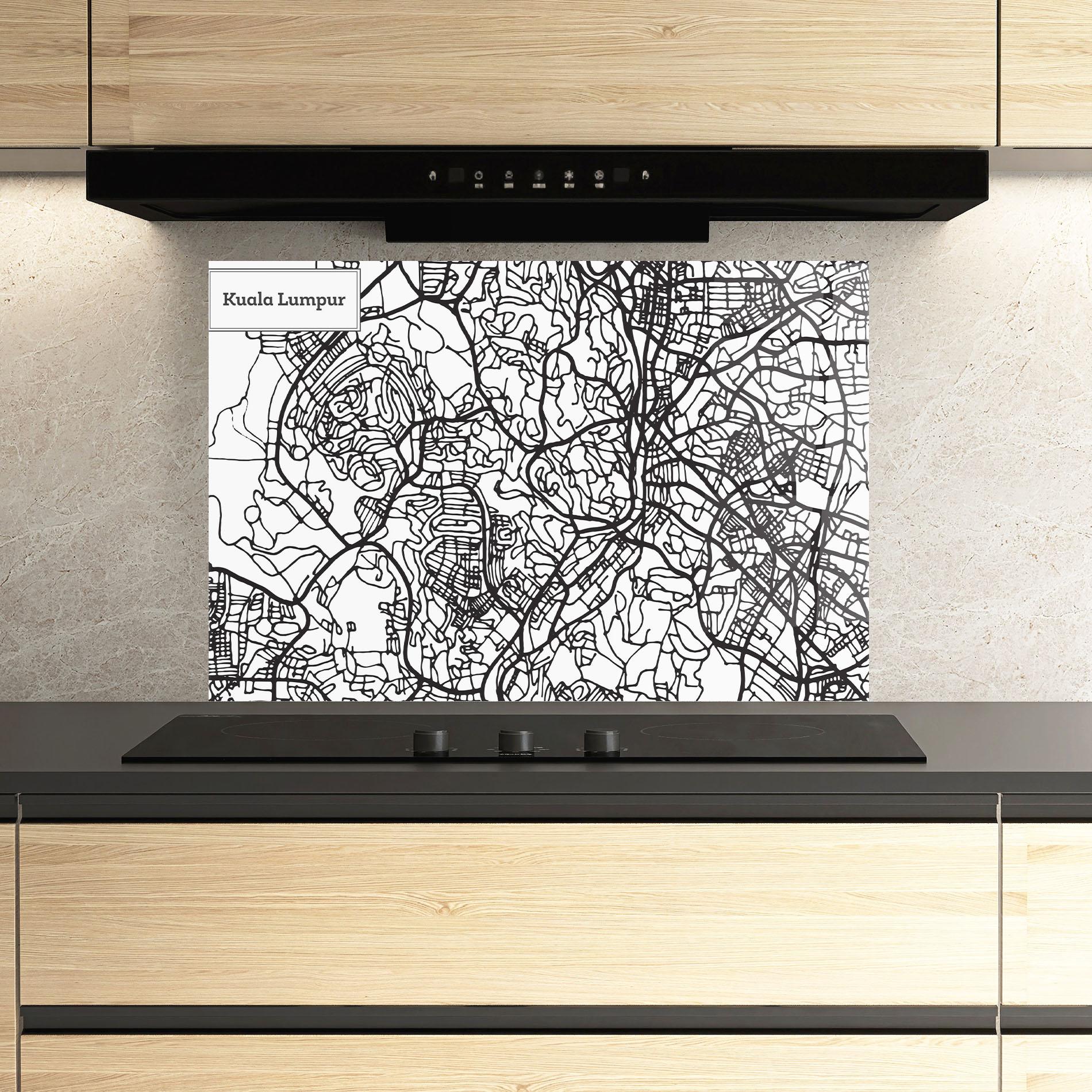 Стъклен панел за кухня Kuala Lumpur Map mockup 3