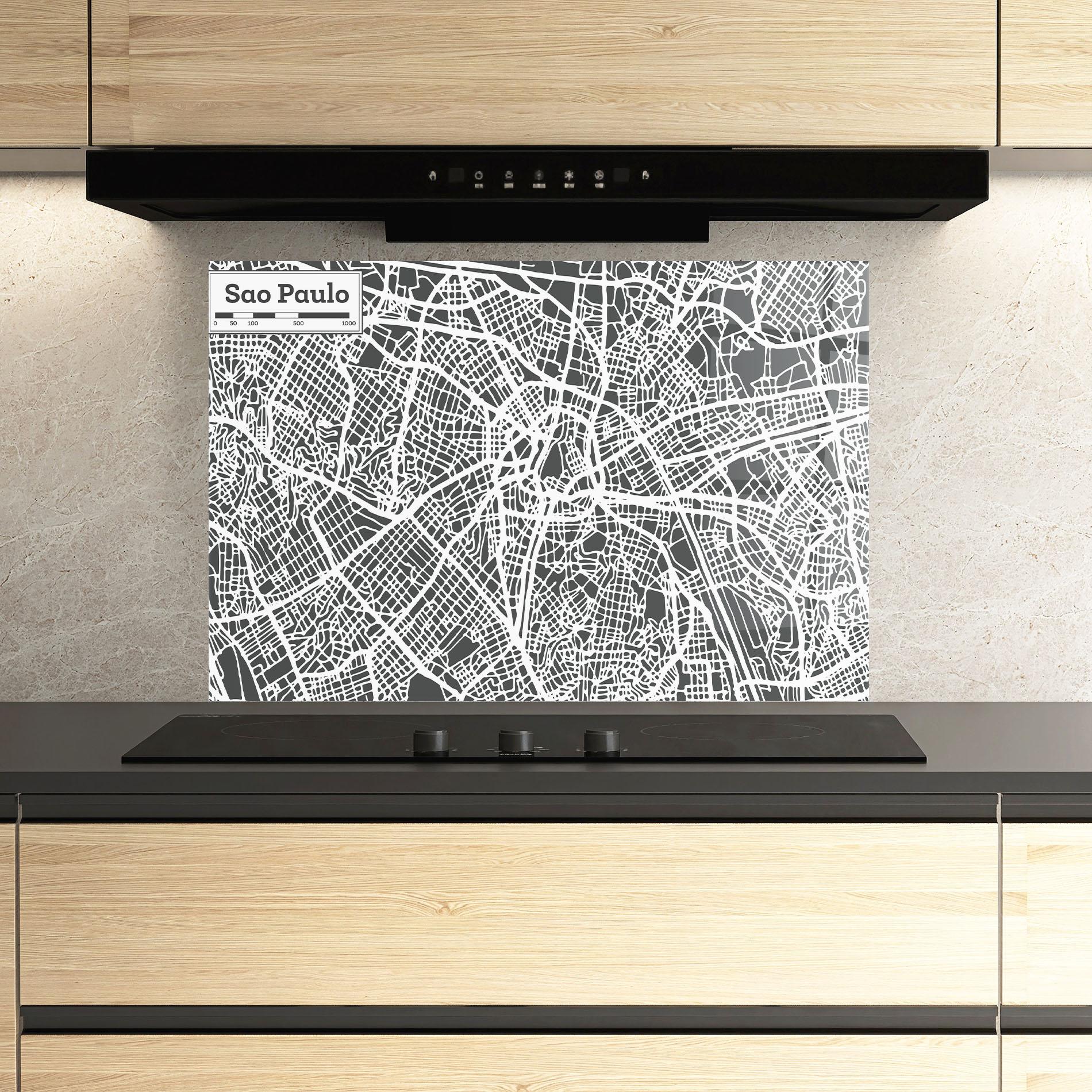 Стъклен панел за кухня Sao Paulo Map mockup 3