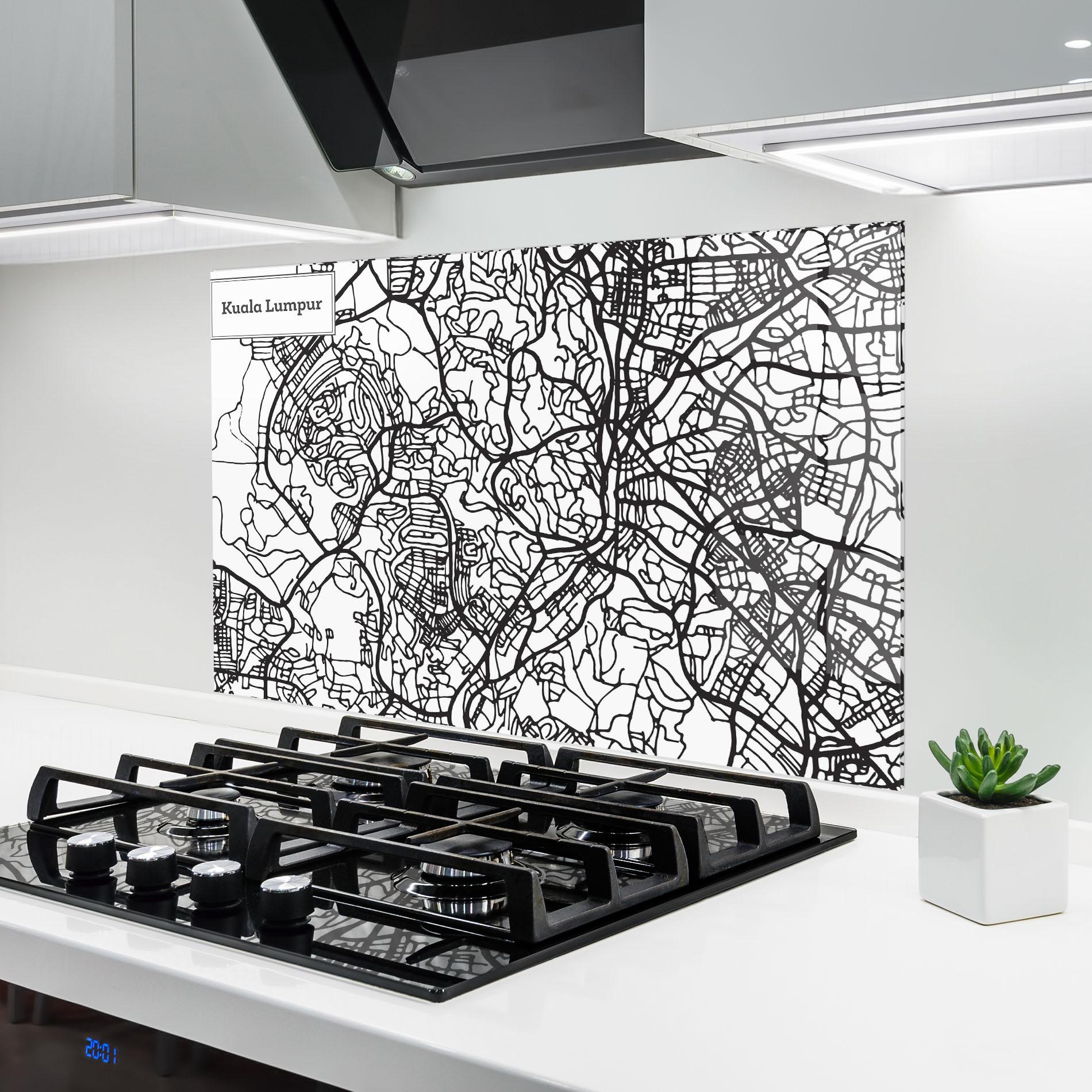 Стъклен панел за кухня Kuala Lumpur Map mockup 6