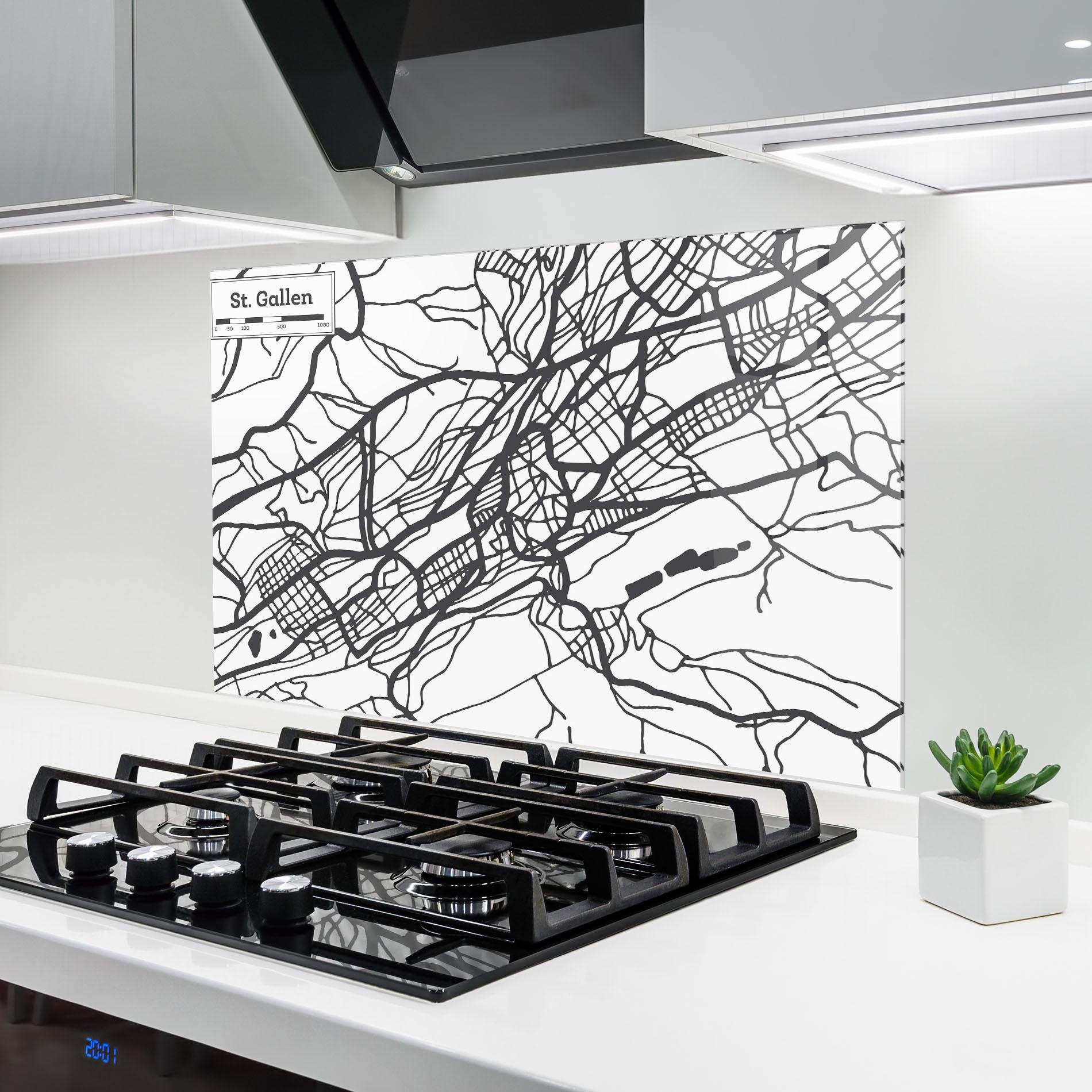 Стъклен панел за кухня St Gallen Map mockup 6