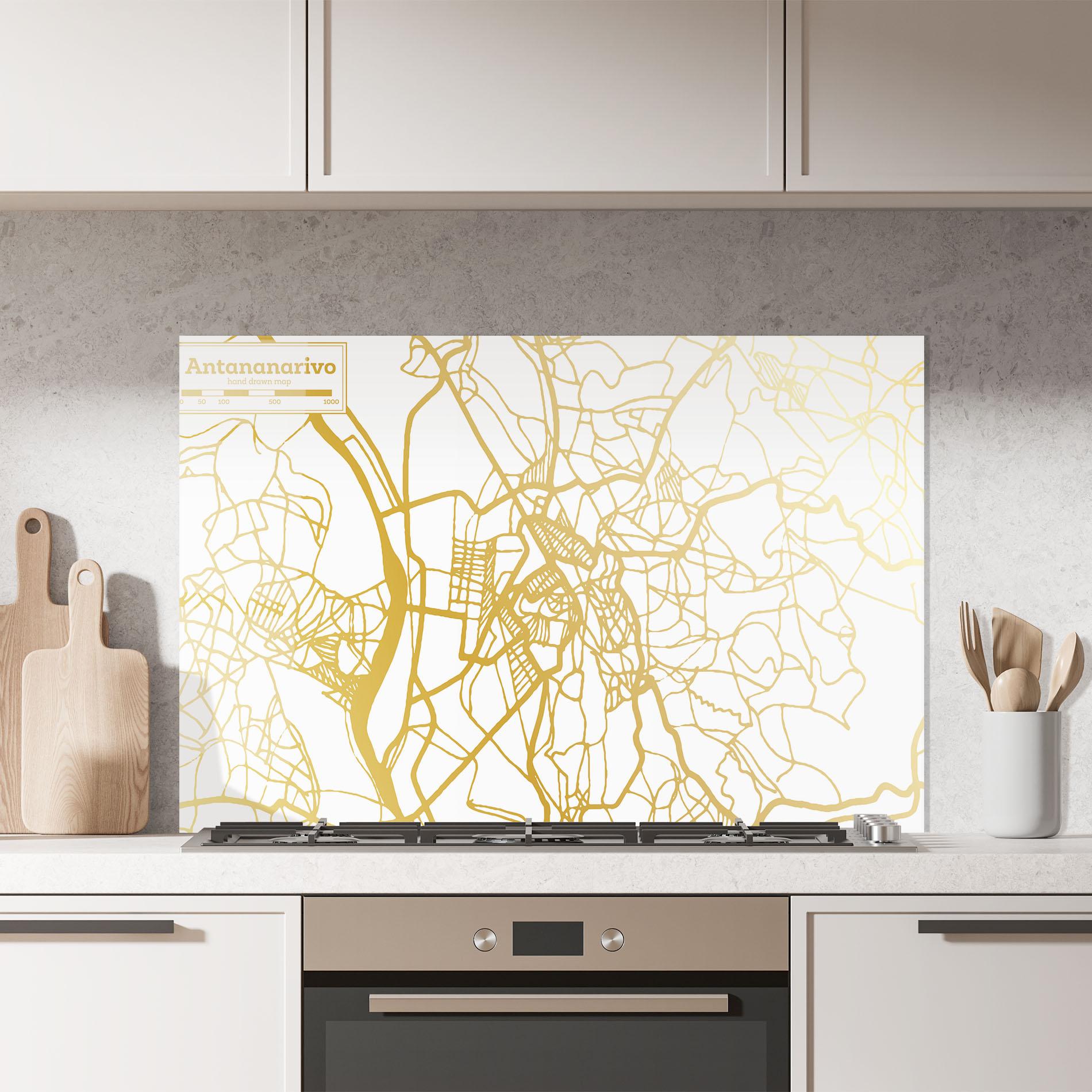 Стъклен панел за кухня Antananarivo Map mockup 7