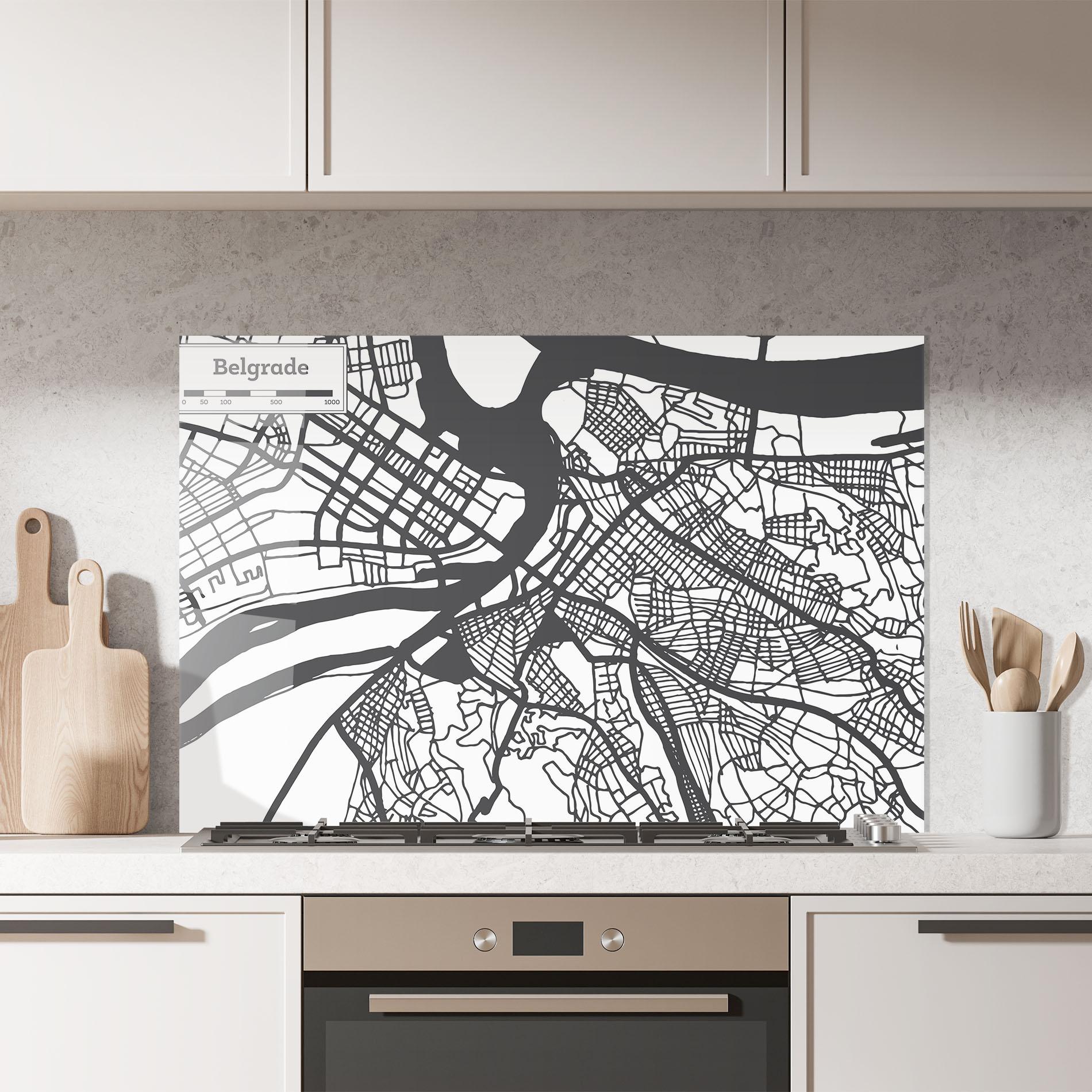 Стъклен панел за кухня Belgrade Map mockup 7