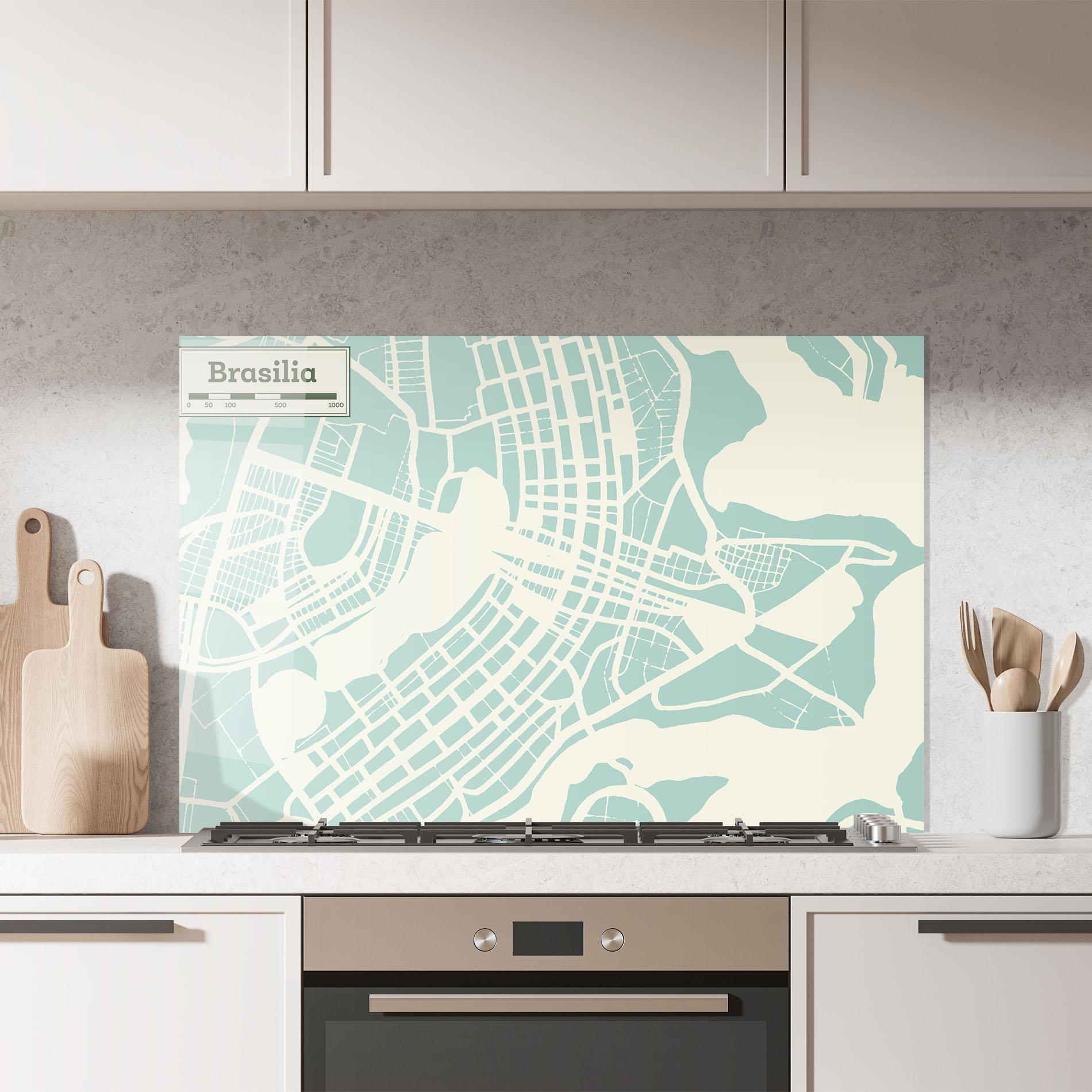 Стъклен панел за кухня Brasilia Map mockup 7