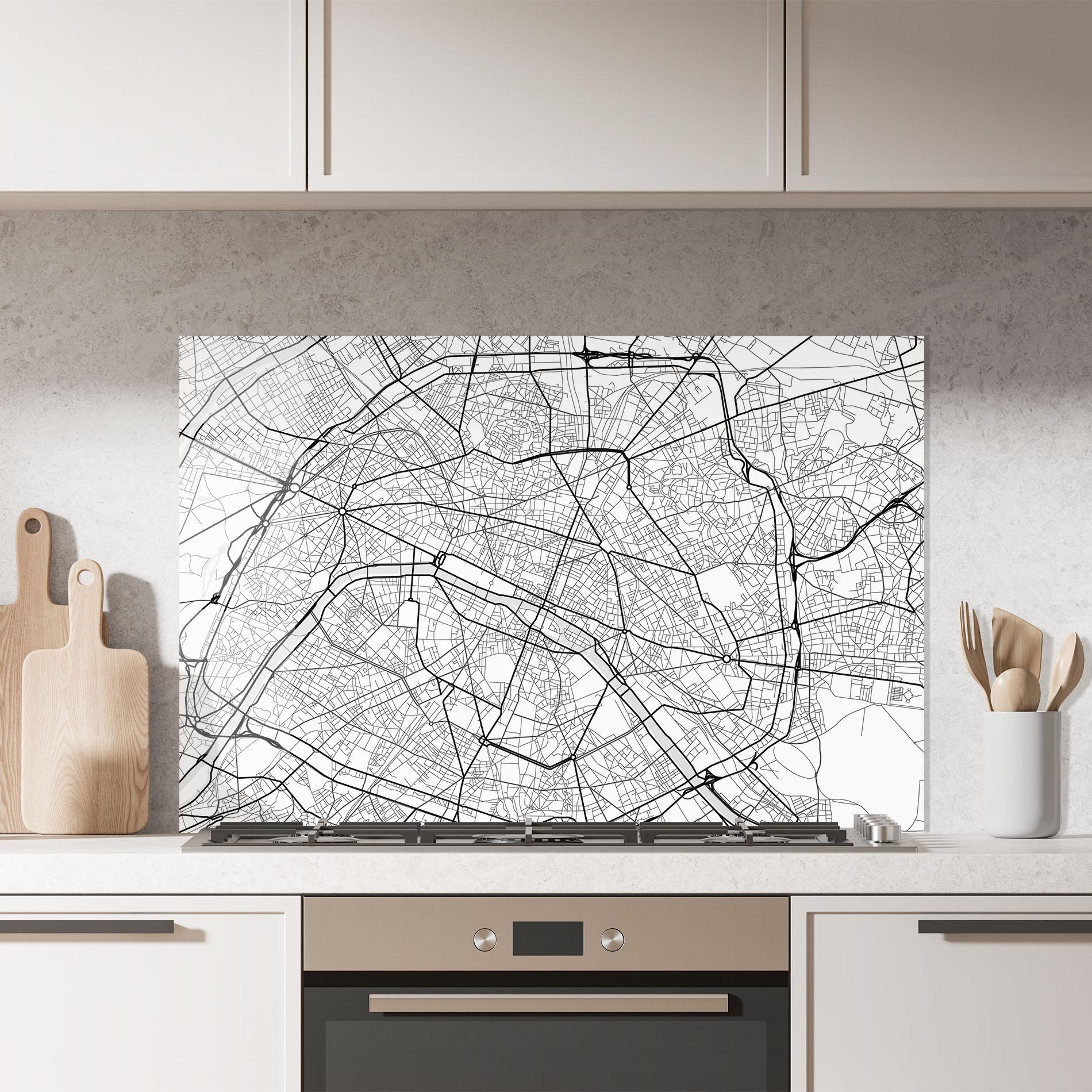 Стъклен панел за кухня City Black Line mockup 7