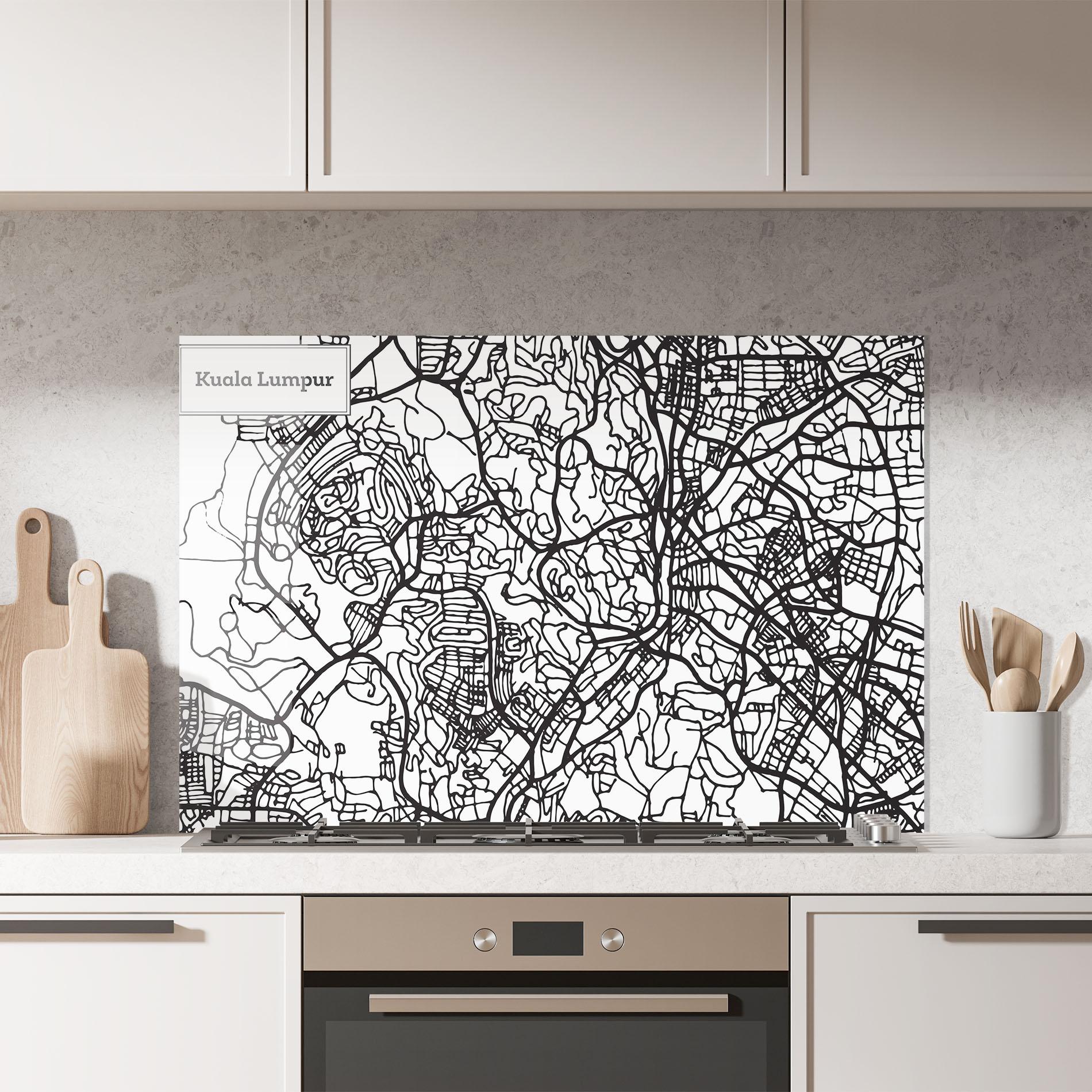 Стъклен панел за кухня Kuala Lumpur Map mockup 7