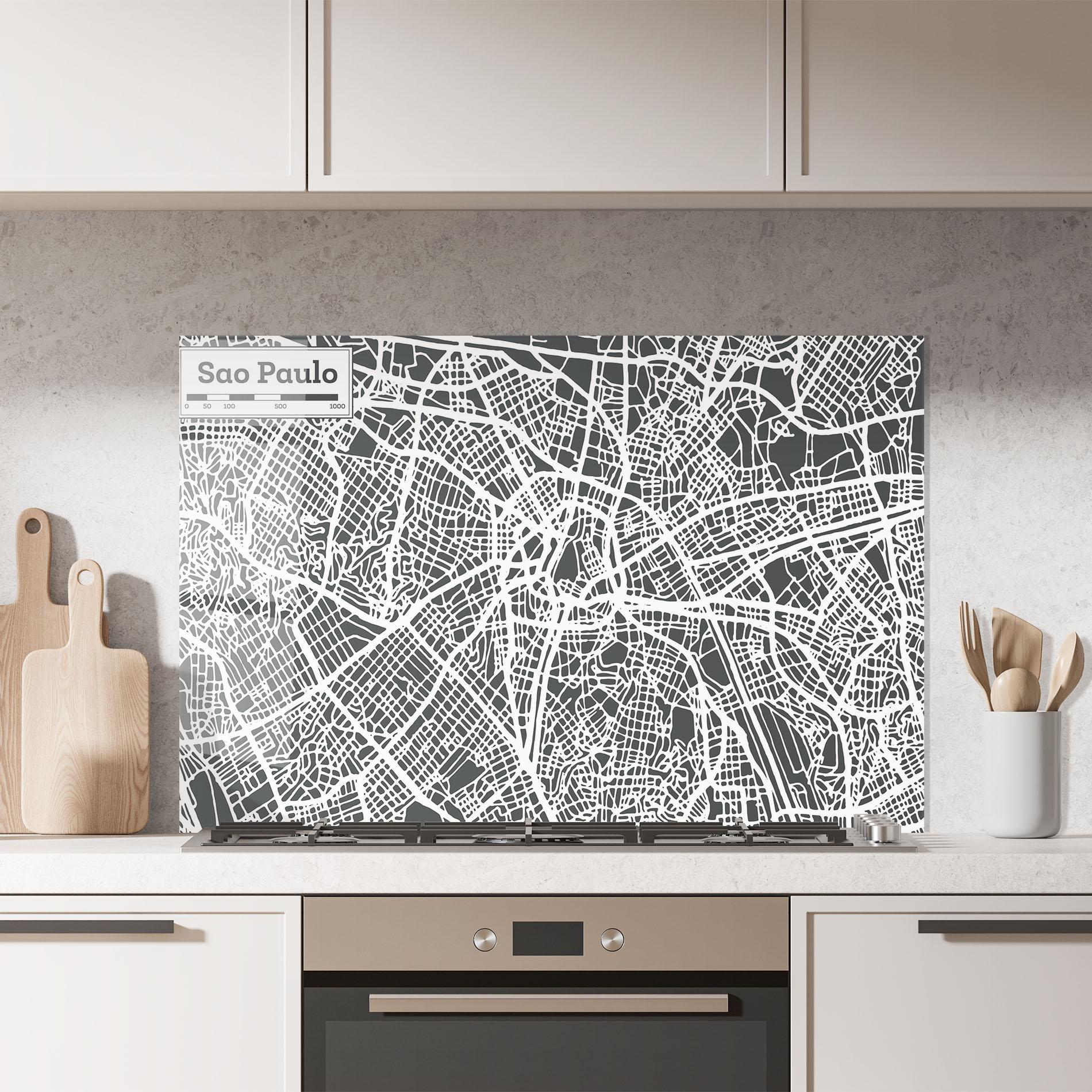 Стъклен панел за кухня Sao Paulo Map mockup 7