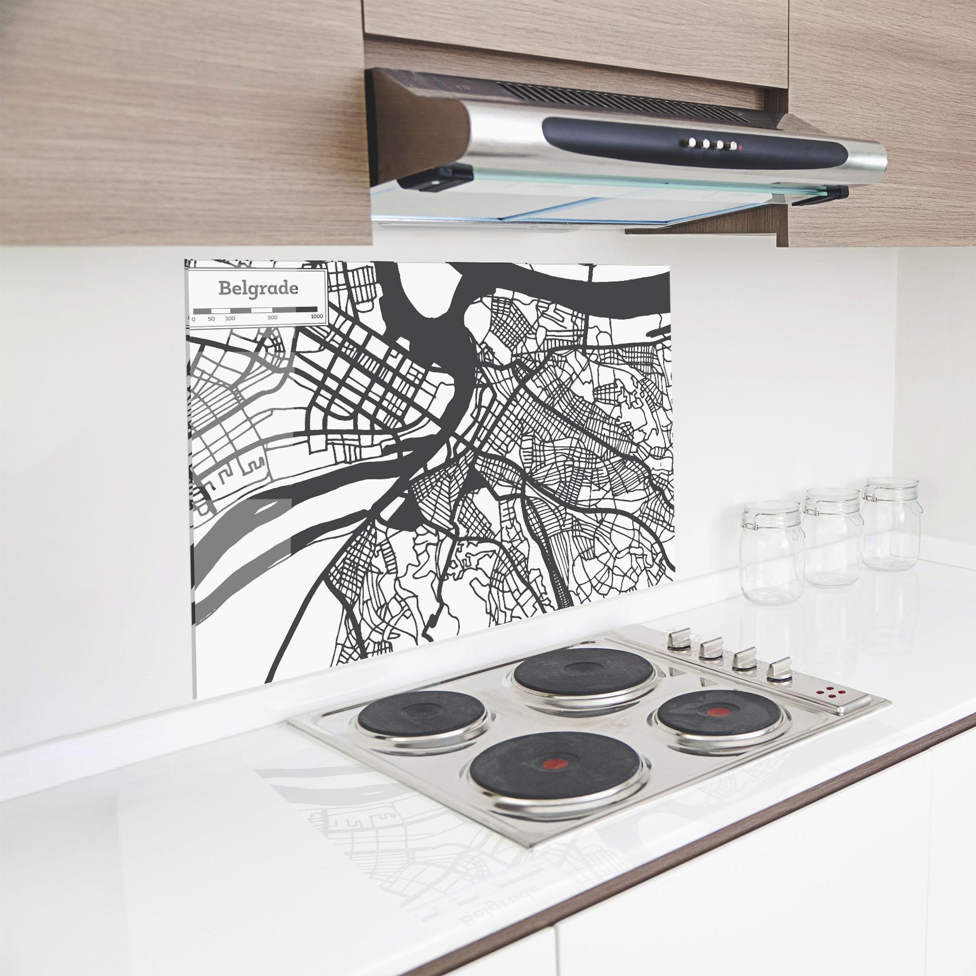 Стъклен панел за кухня Belgrade Map mockup 8