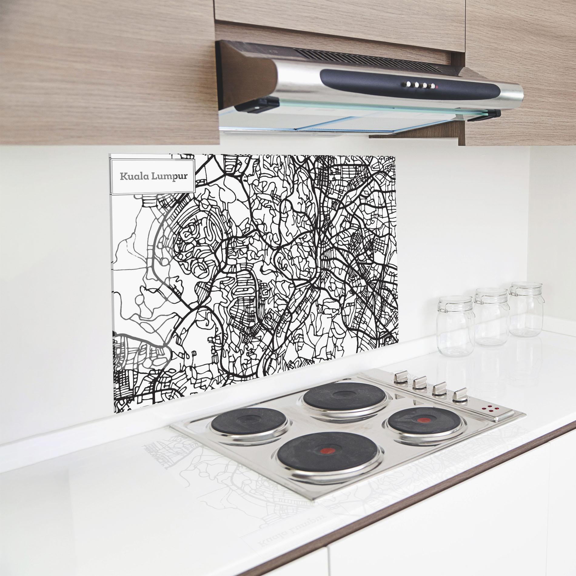 Стъклен панел за кухня Kuala Lumpur Map mockup 8
