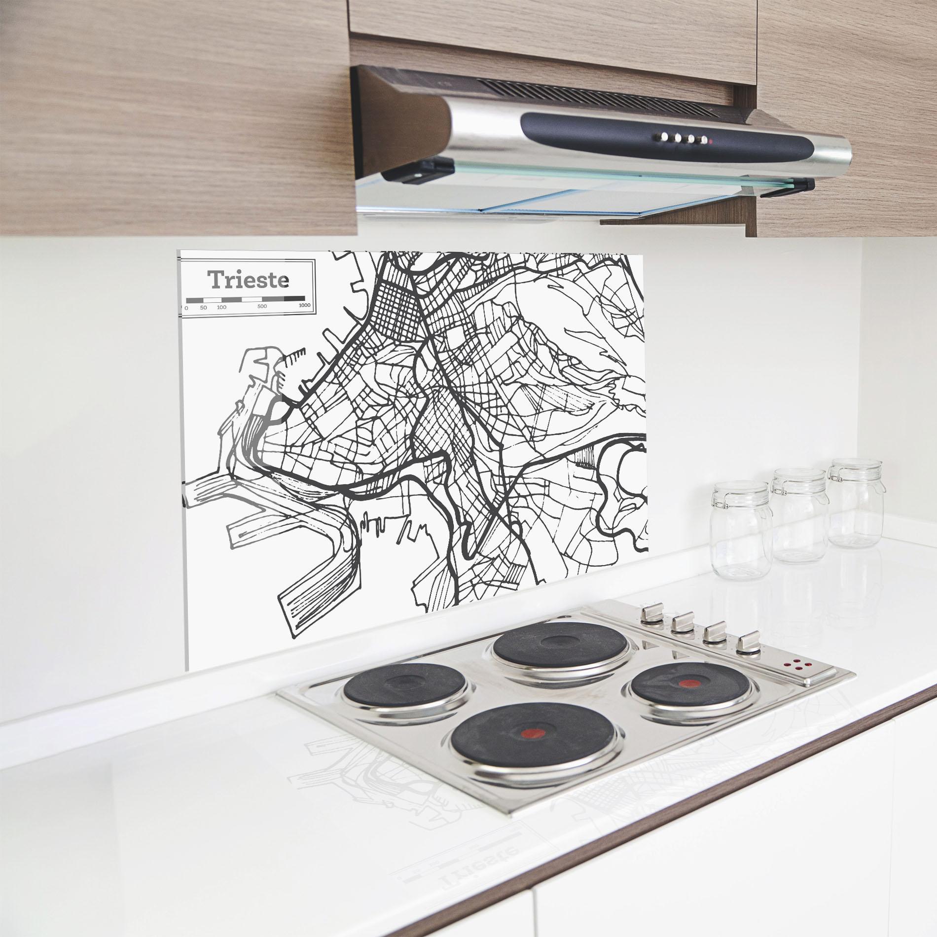 Стъклен панел за кухня Trieste Map mockup 8