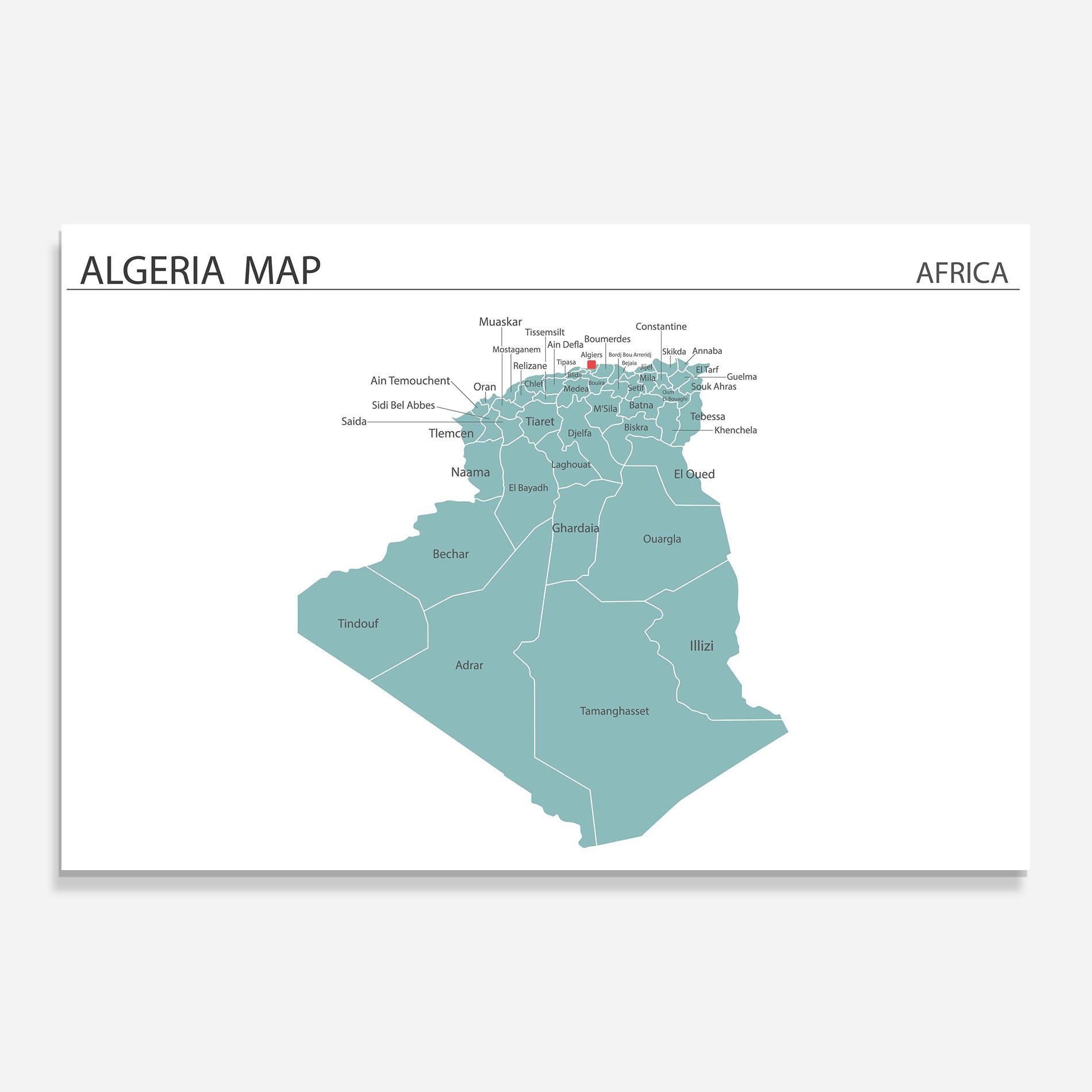 Стъклен панел за кухня Algeria Map mockup 0