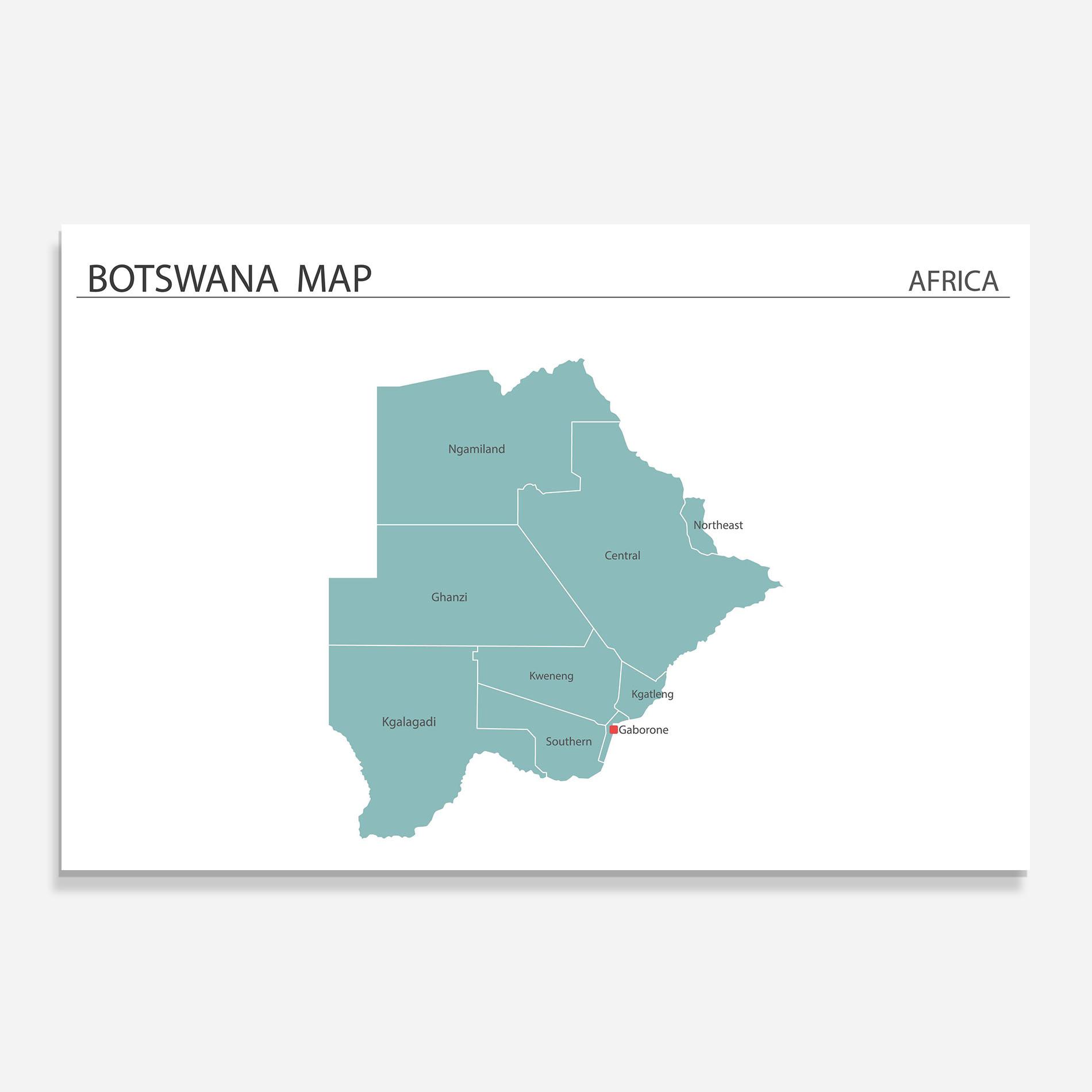 Стъклен панел за кухня Botswana Map mockup 0