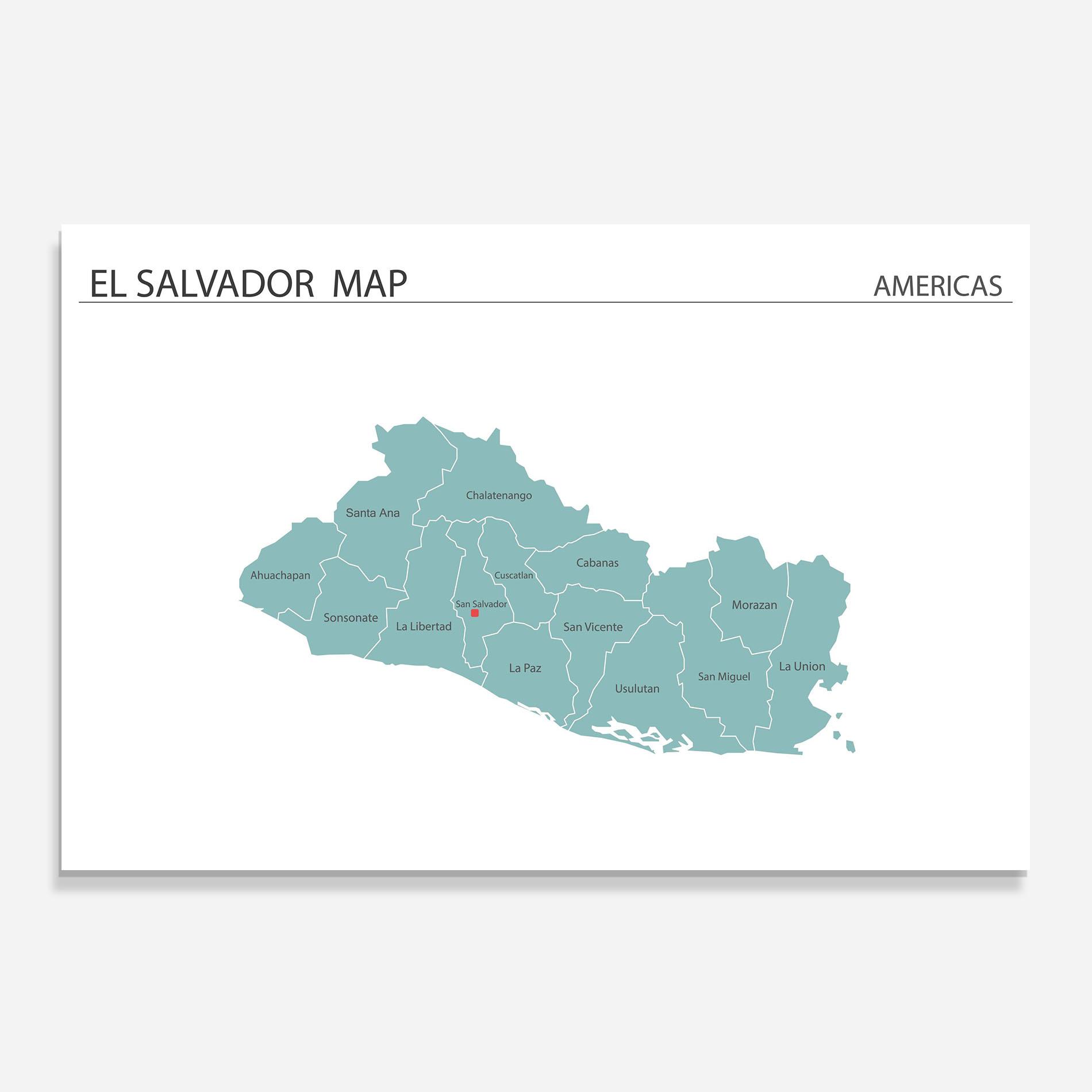 Стъклен панел за кухня El Salvador Map mockup 0