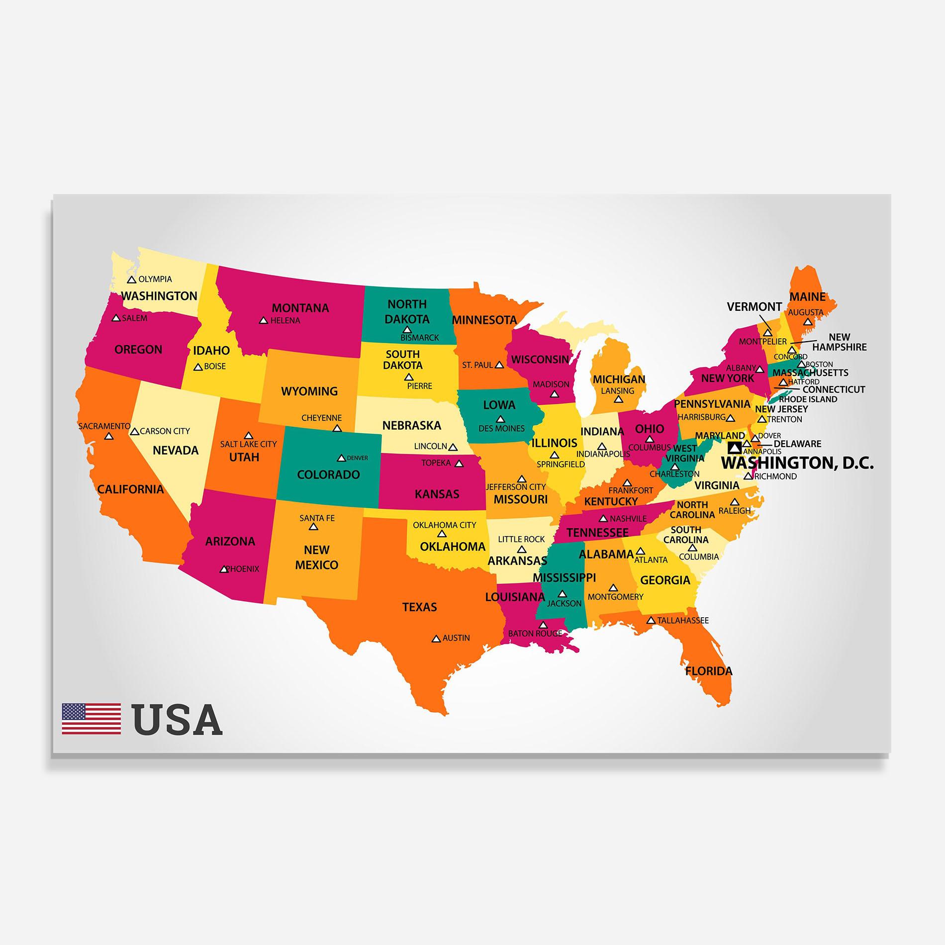 Стъклен панел за кухня Usa Map mockup 0