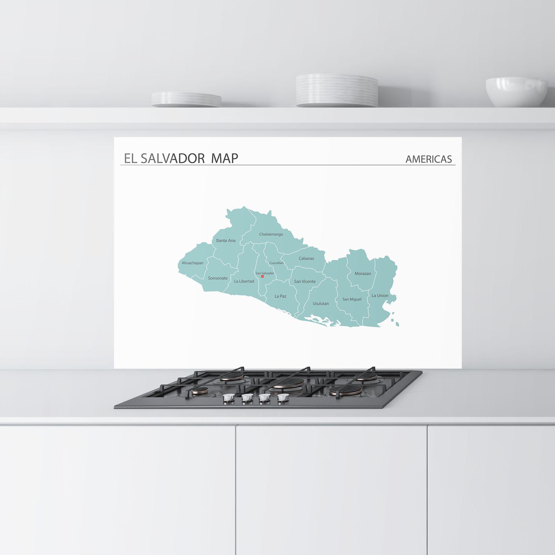 Стъклен панел за кухня El Salvador Map mockup 9