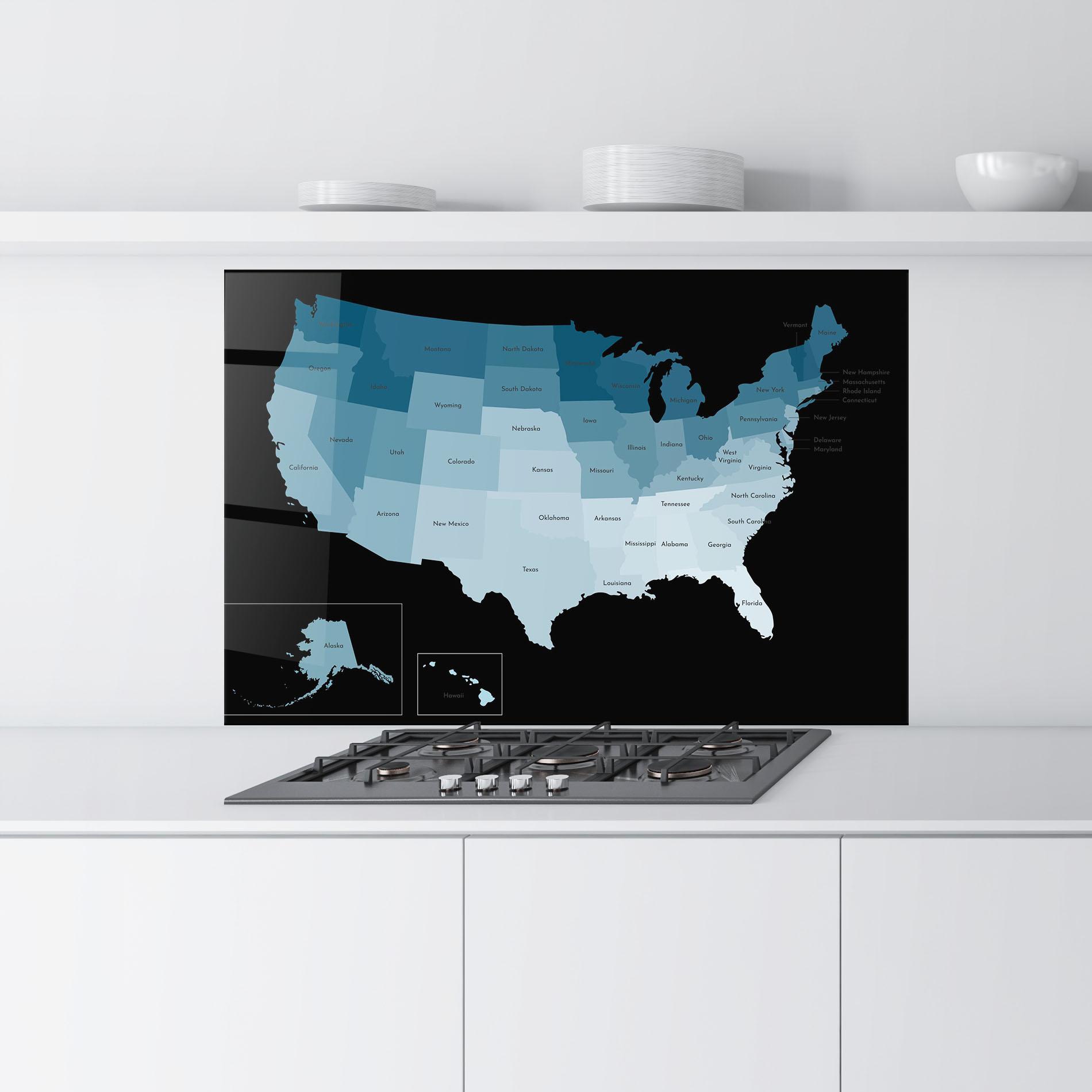 Стъклен панел за кухня Sua Blue Map mockup 9