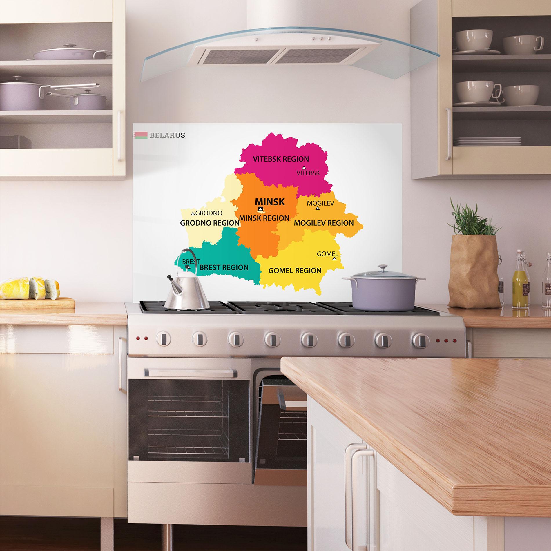 Стъклен панел за кухня Belarus Color Map mockup 1