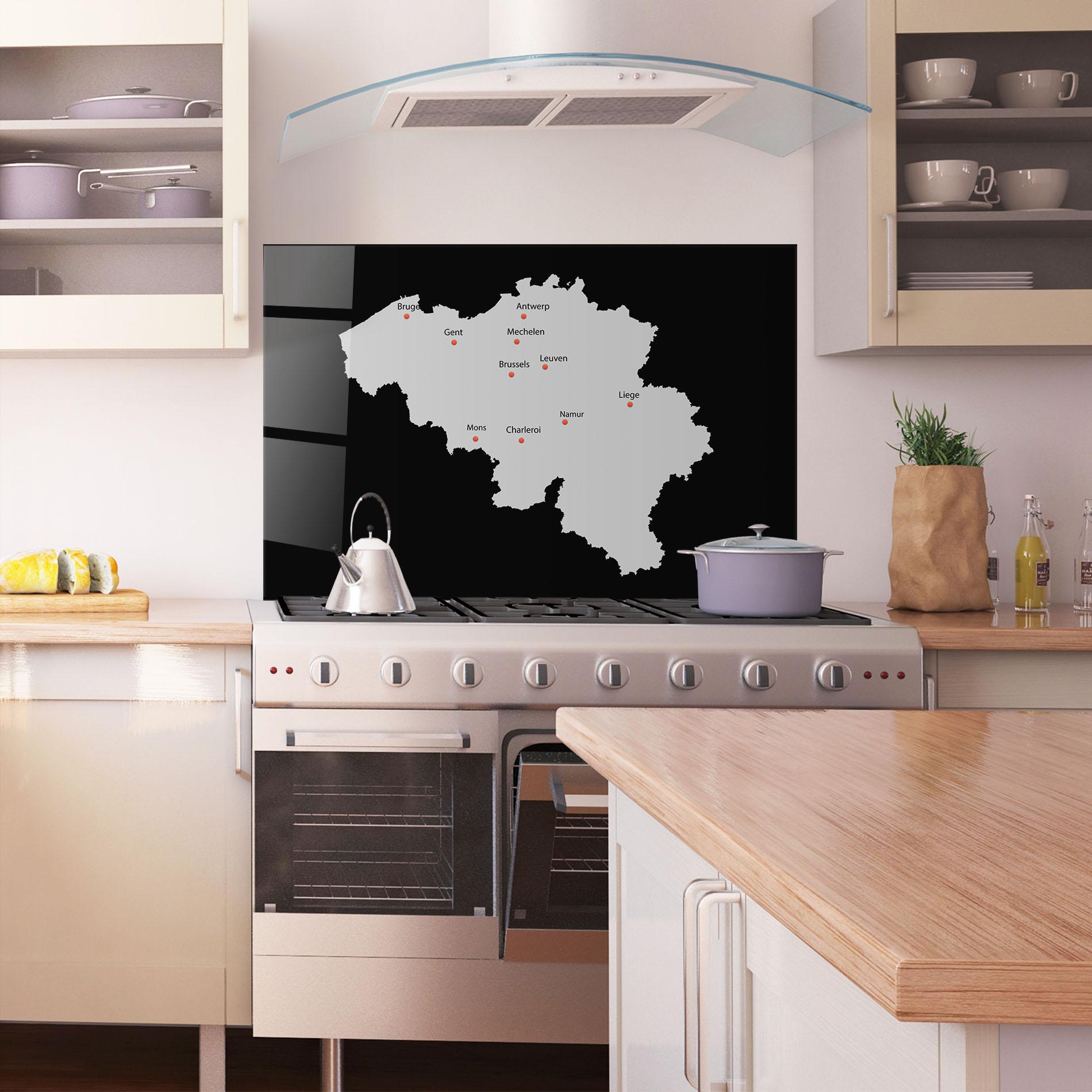 Стъклен панел за кухня Belgium Map mockup 1