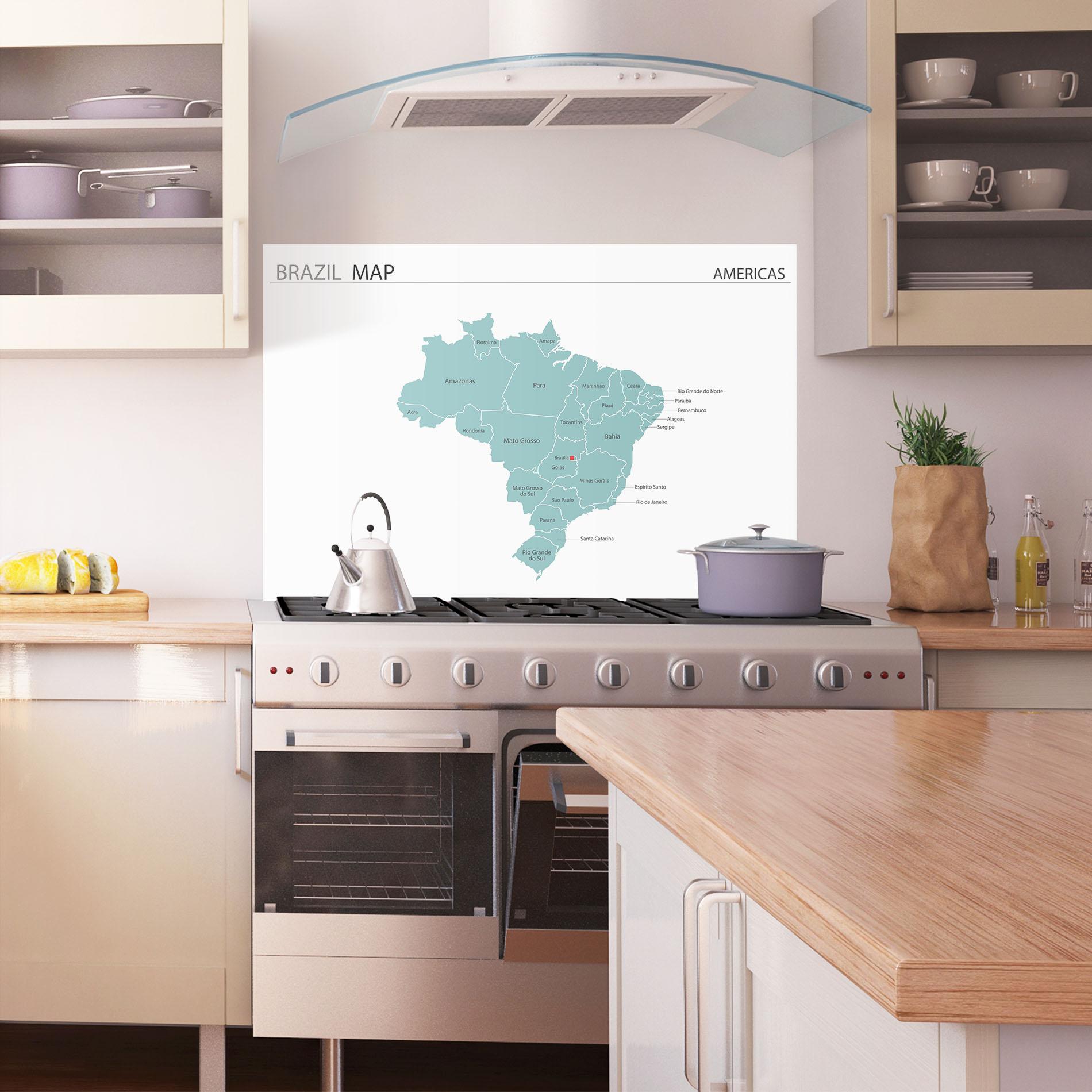 Стъклен панел за кухня Brazil Map mockup 1