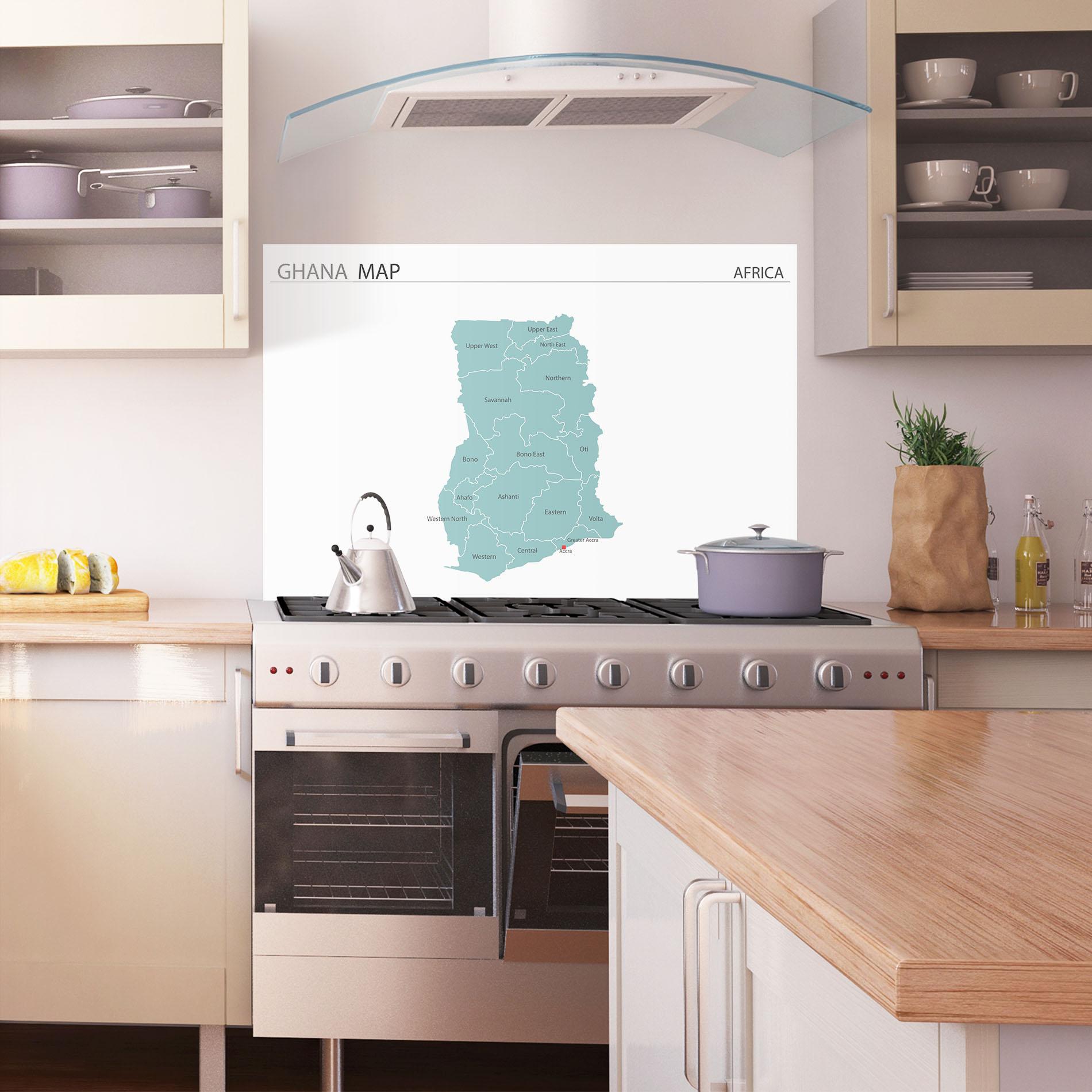 Стъклен панел за кухня Ghana Map mockup 1
