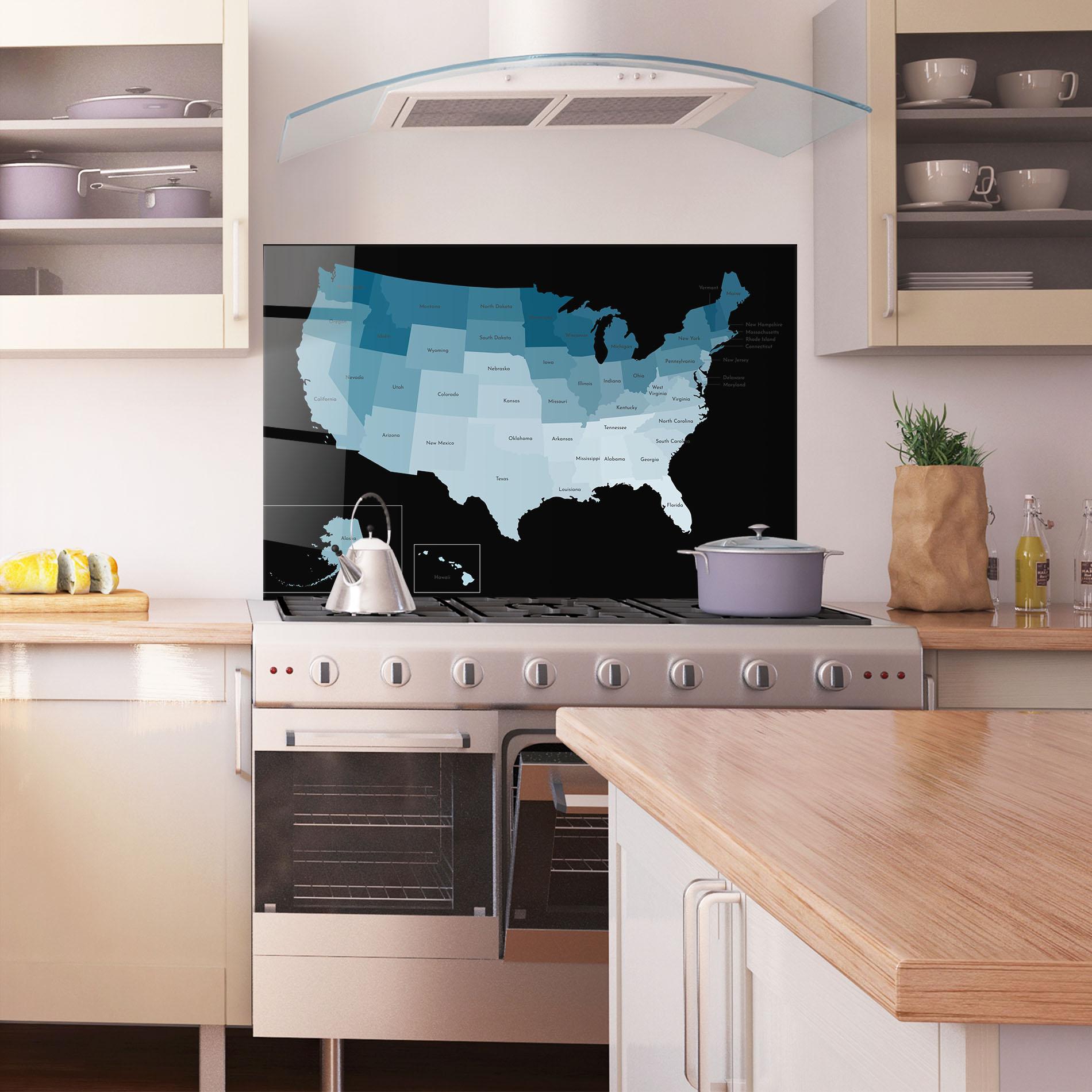 Стъклен панел за кухня Sua Blue Map mockup 1