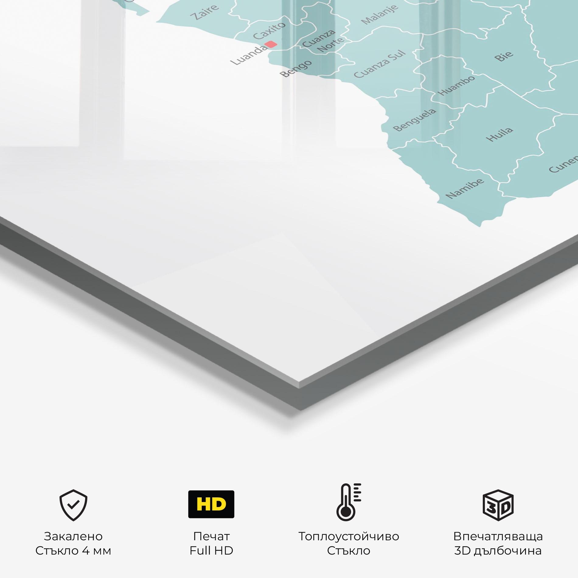 Стъклен панел за кухня Angola Map mockup 2