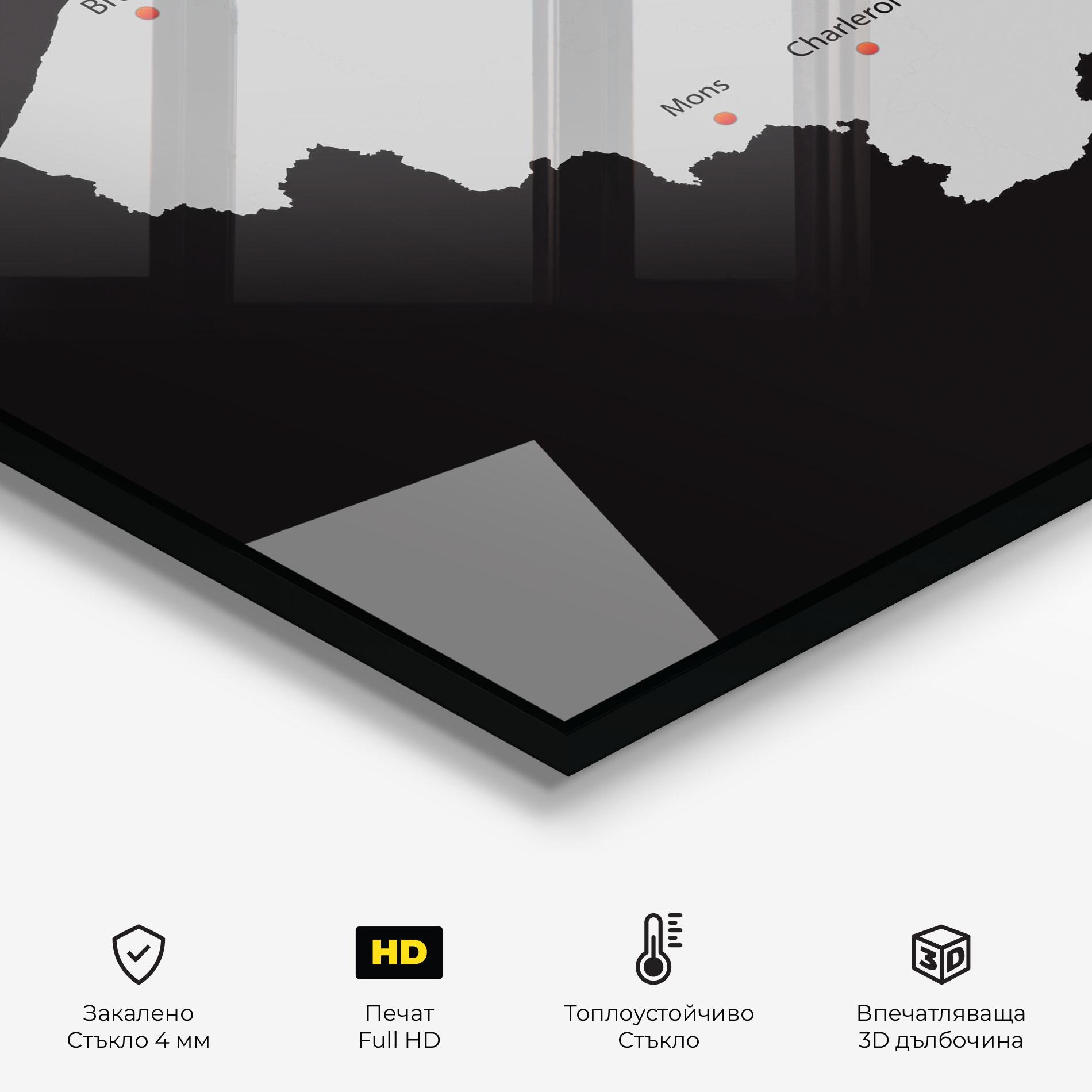 Стъклен панел за кухня Belgium Map mockup 2