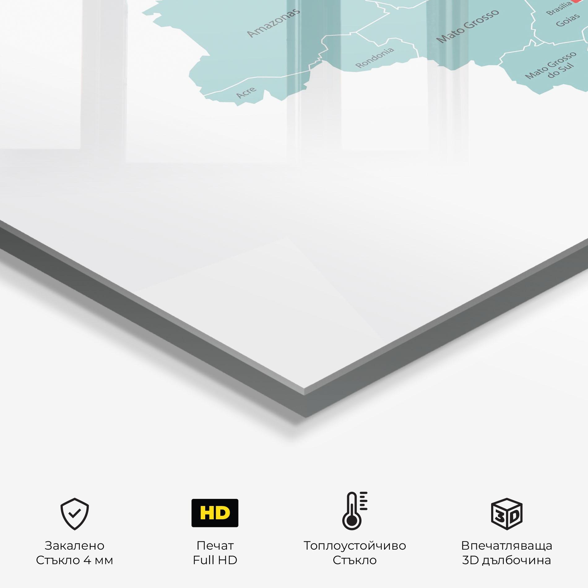 Стъклен панел за кухня Brazil Map mockup 2