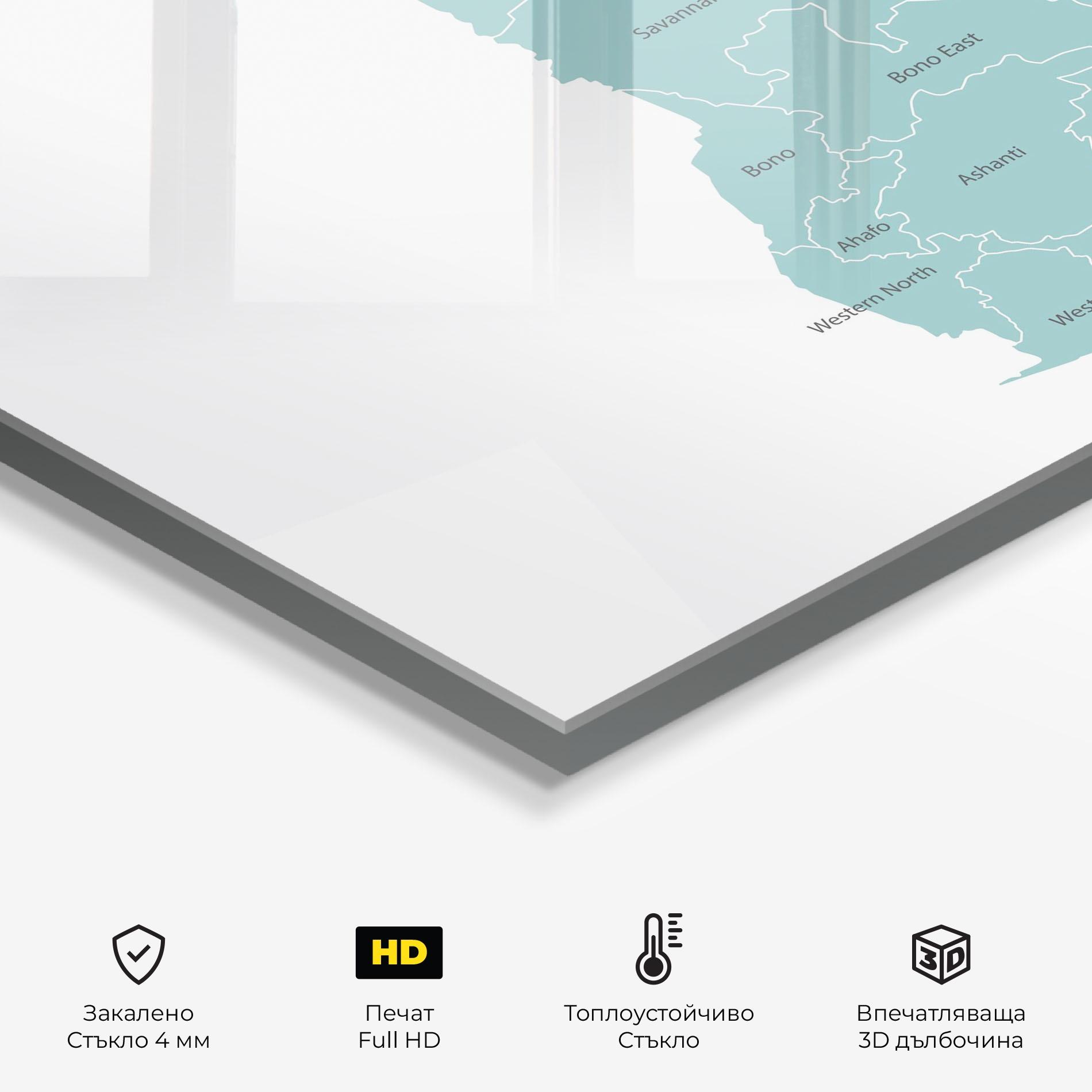 Стъклен панел за кухня Ghana Map mockup 2