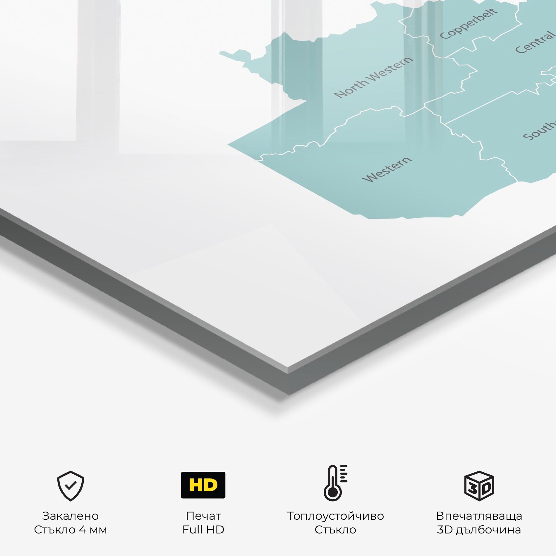 Стъклен панел за кухня Zambia Map mockup 2