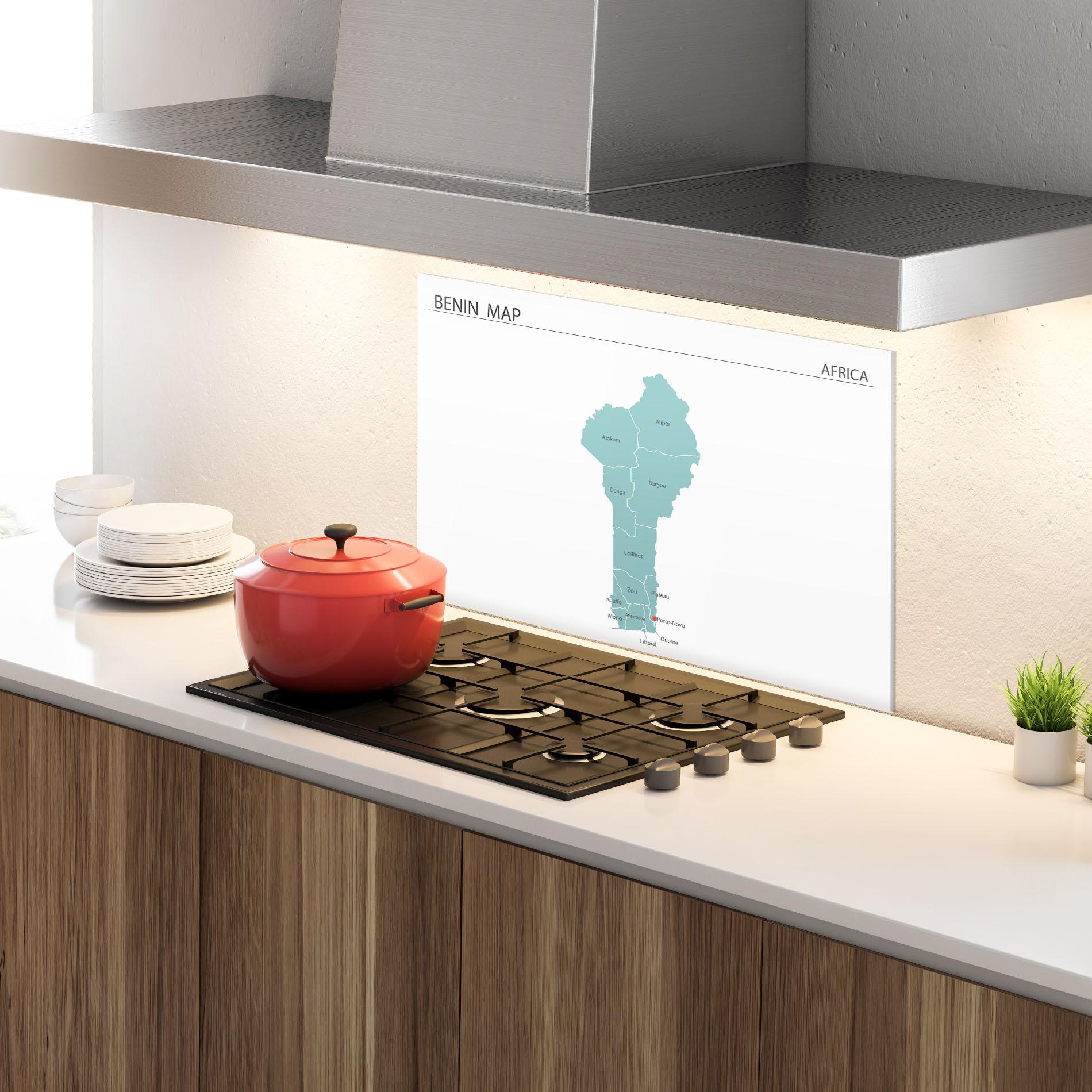 Стъклен панел за кухня Benin Map mockup 4