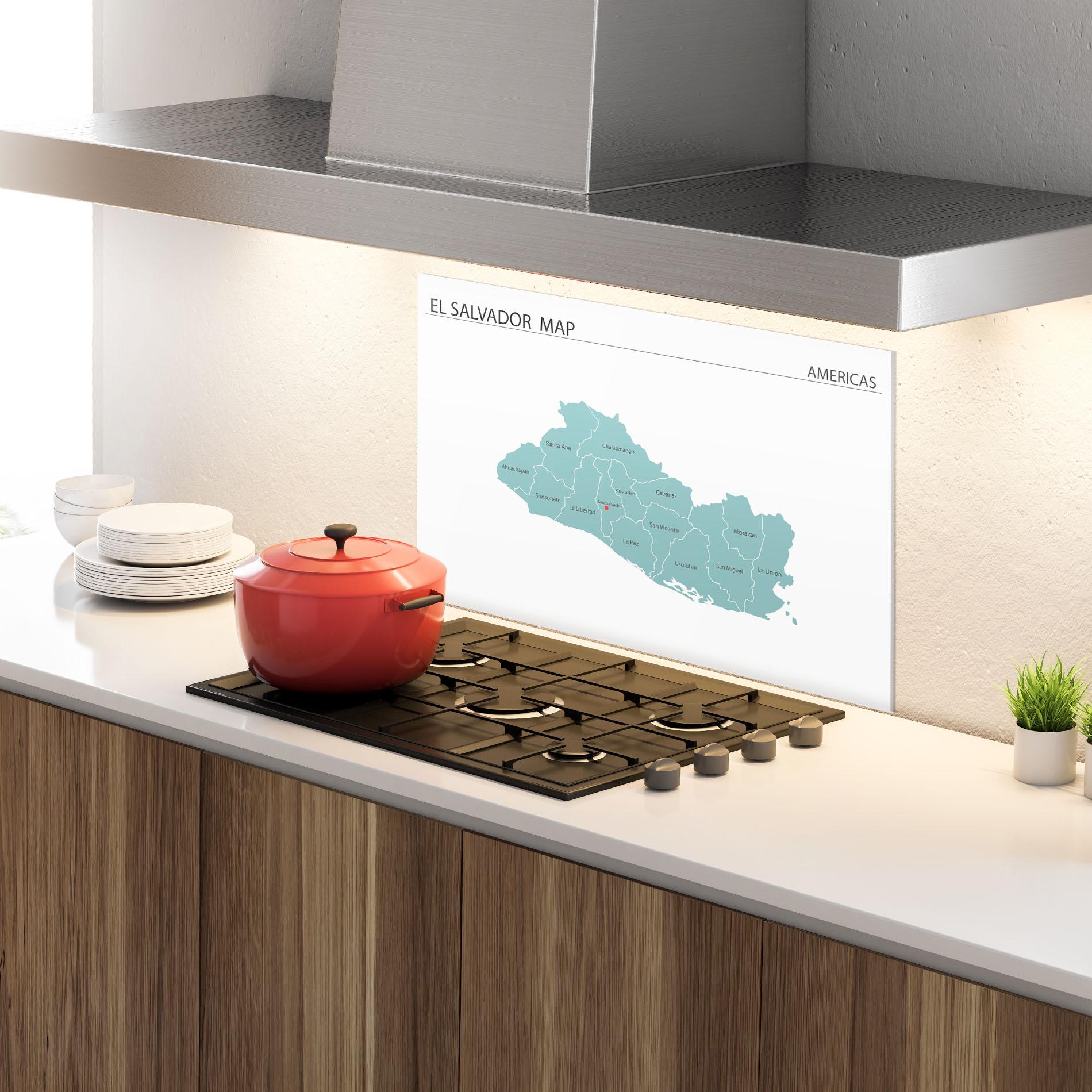 Стъклен панел за кухня El Salvador Map mockup 4