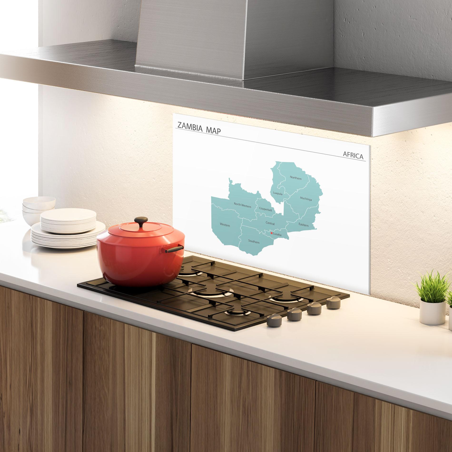 Стъклен панел за кухня Zambia Map mockup 4