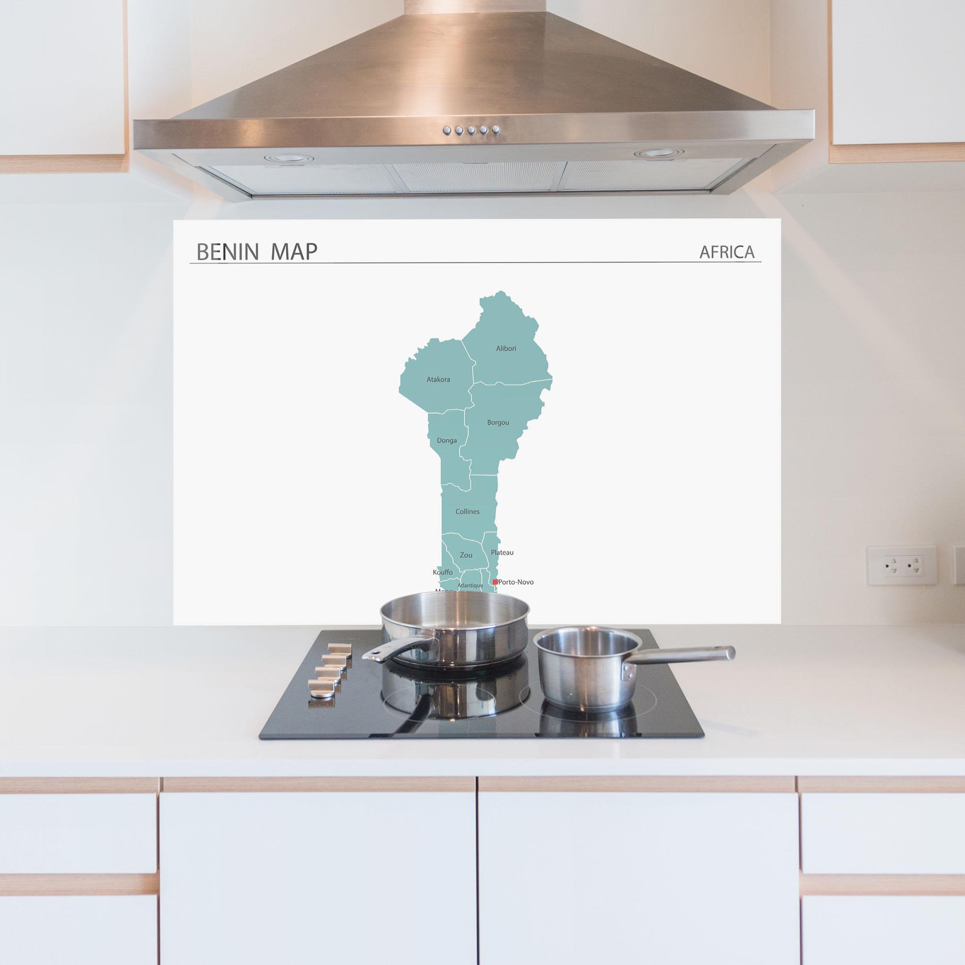 Стъклен панел за кухня Benin Map mockup 5