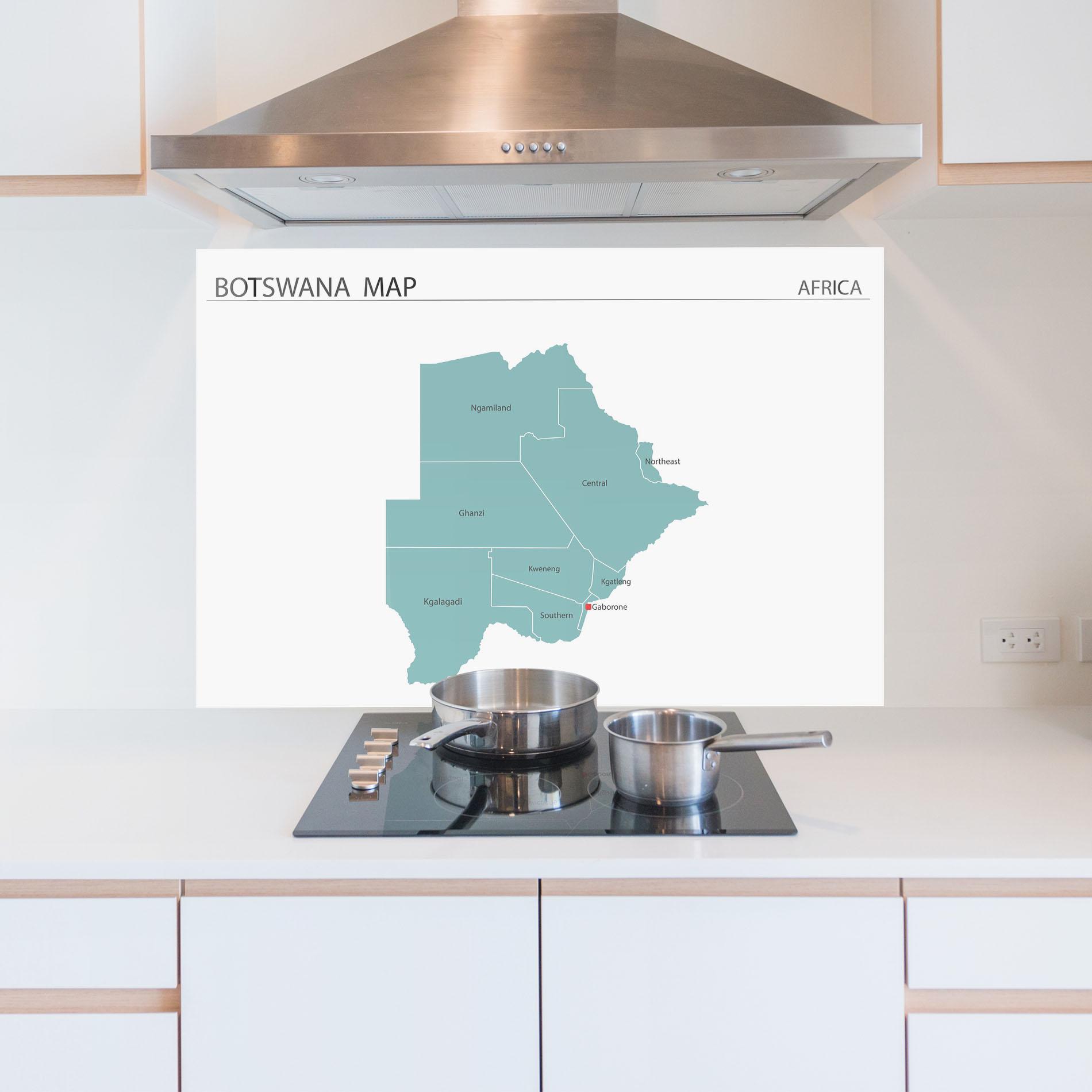 Стъклен панел за кухня Botswana Map mockup 5