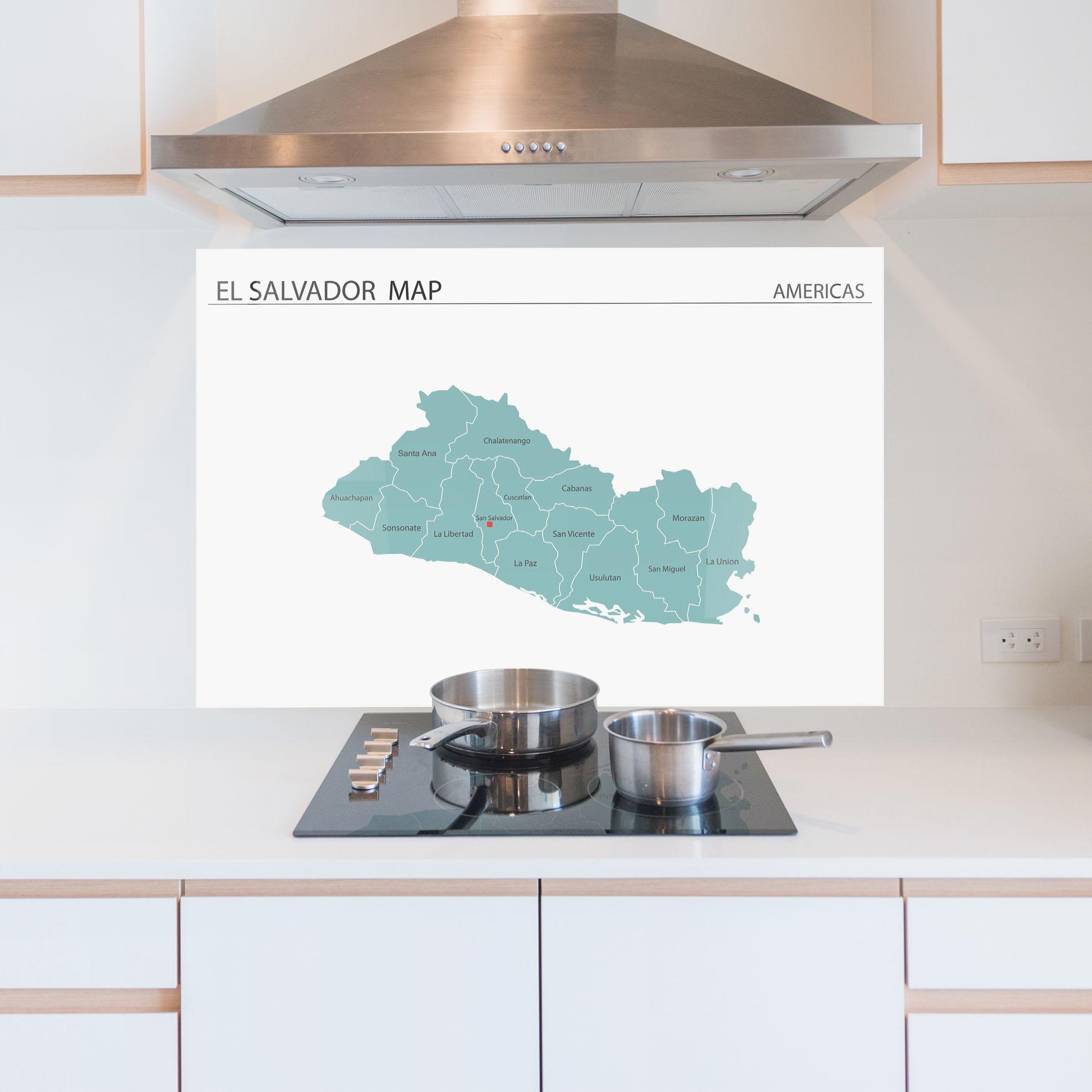 Стъклен панел за кухня El Salvador Map mockup 5
