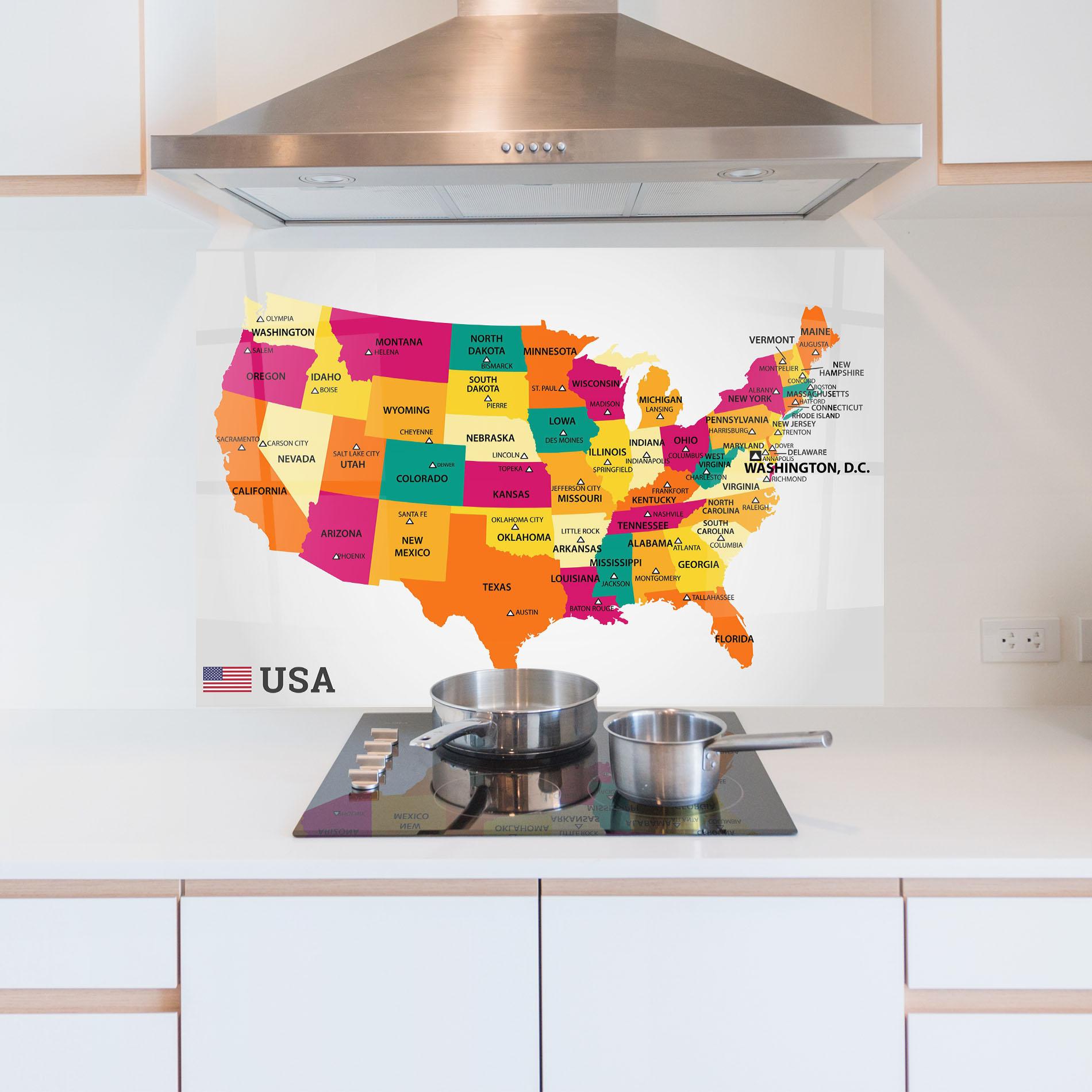 Стъклен панел за кухня Usa Map mockup 5
